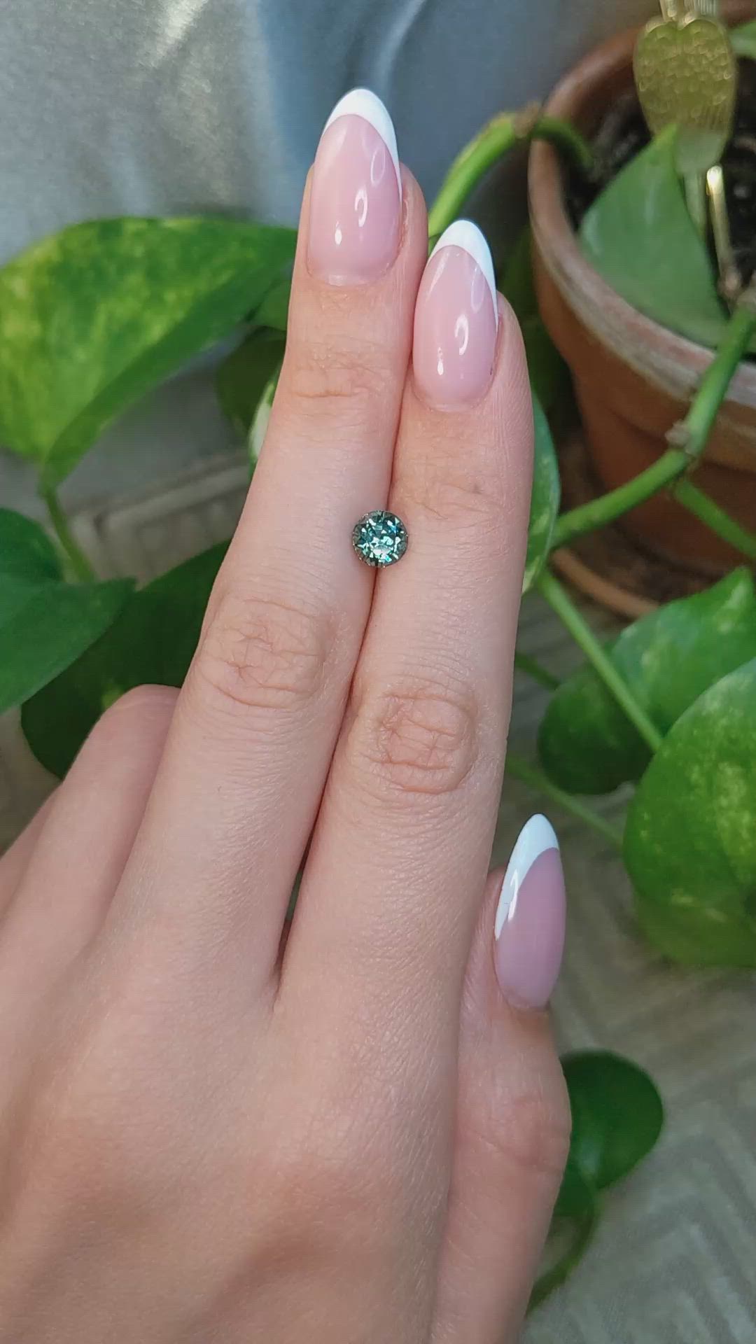 1.39 Ct. Bluish Green Sapphire from Montana Size Video