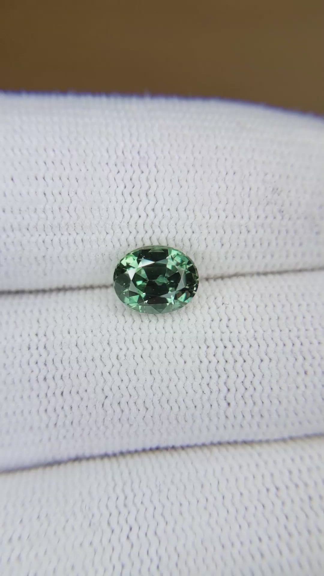 2.03 Ct. Bluish Green Sapphire from Montana Size Video