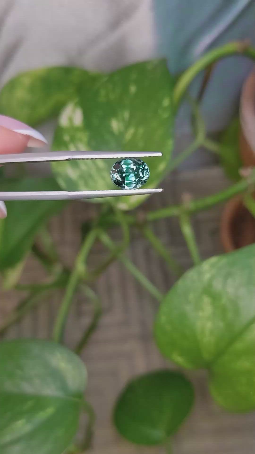 2.03 Ct. Bluish Green Sapphire from Montana Size Video