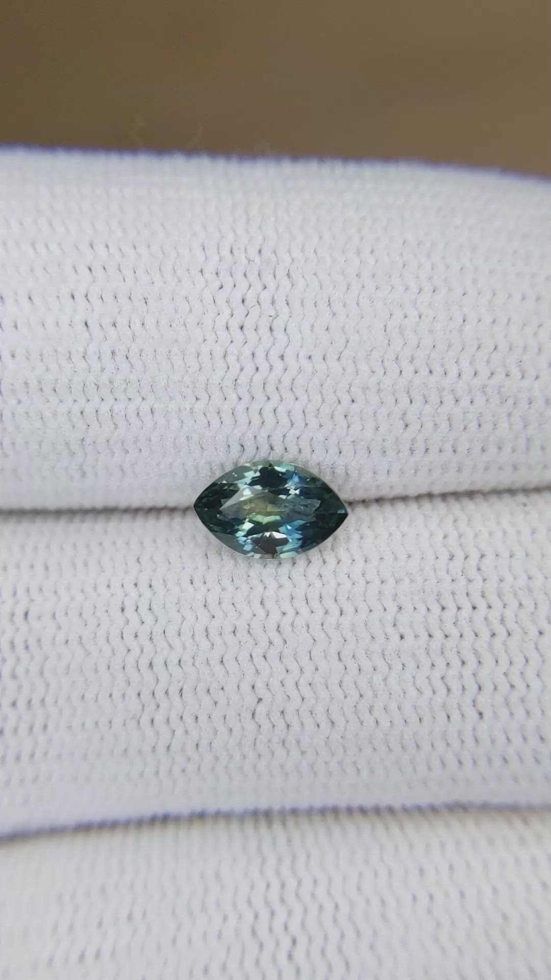 0.97 Ct. Bluish Green Sapphire from Montana Size Video