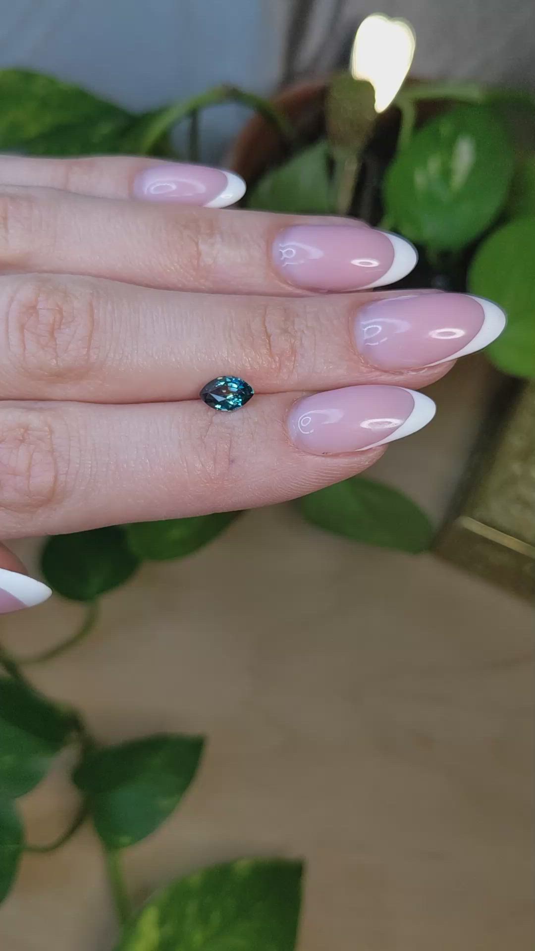 0.97 Ct. Bluish Green Sapphire from Montana Size Video