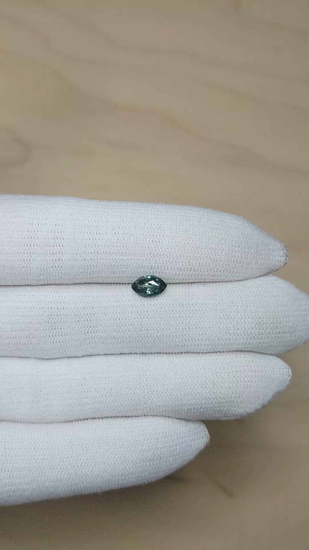0.97 Ct. Bluish Green Sapphire from Montana Size Video