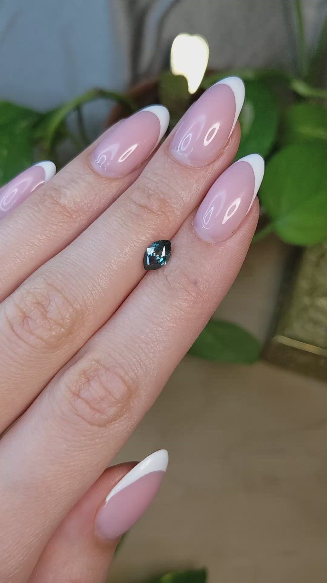0.97 Ct. Bluish Green Sapphire from Montana Size Video