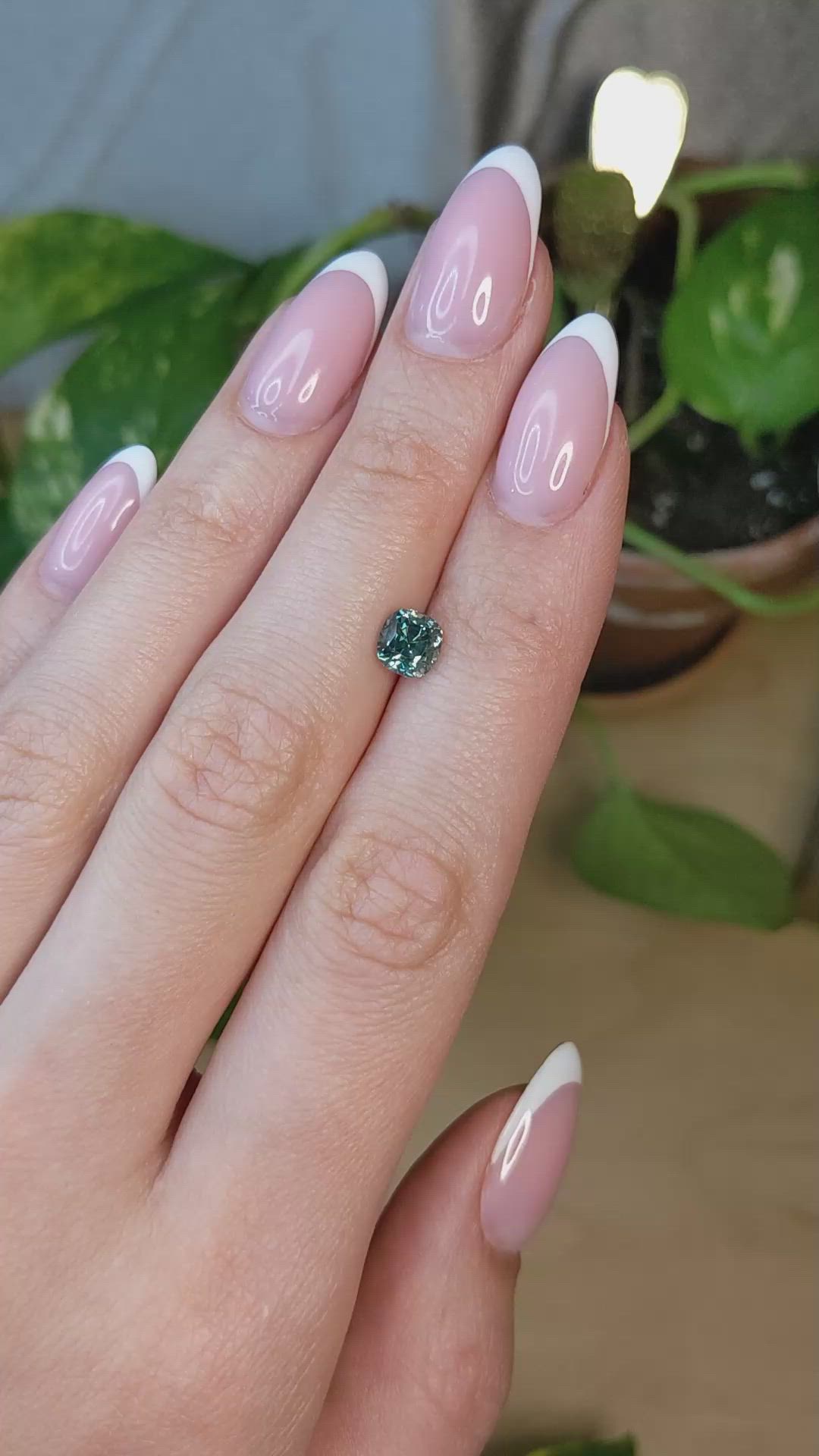 1.50 Ct. Greenish Blue Sapphire from Montana Size Video
