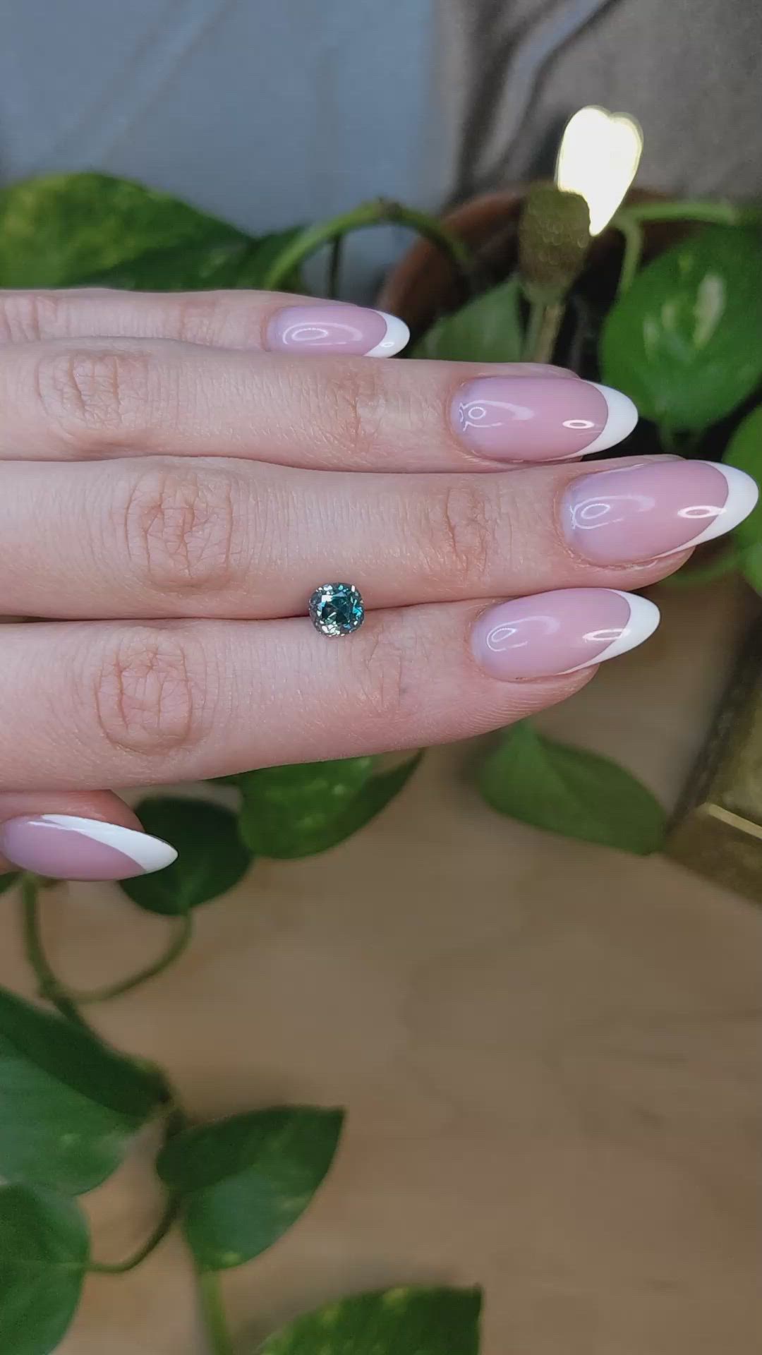 1.50 Ct. Greenish Blue Sapphire from Montana Size Video