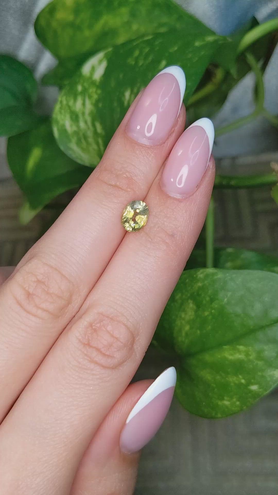 1.53 Ct. Greenish Yellow Sapphire from Montana Size Video