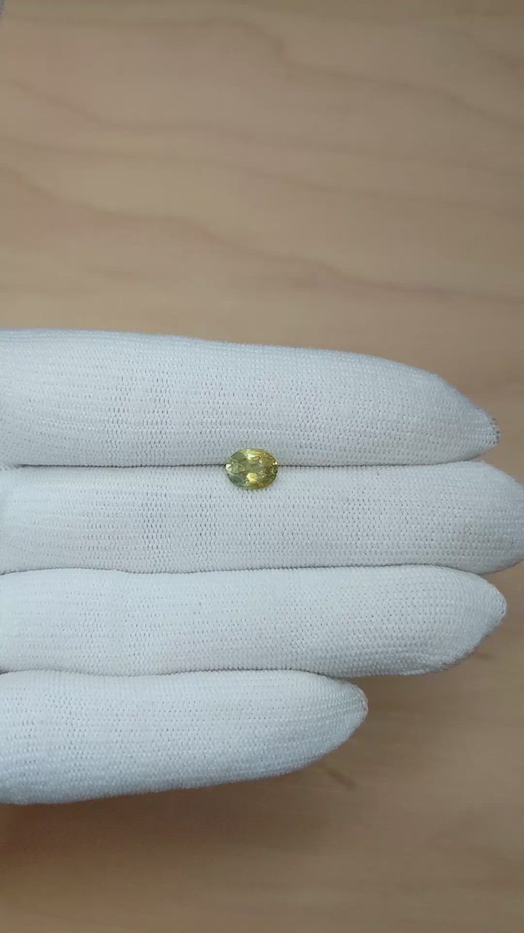 1.53 Ct. Greenish Yellow Sapphire from Montana Size Video