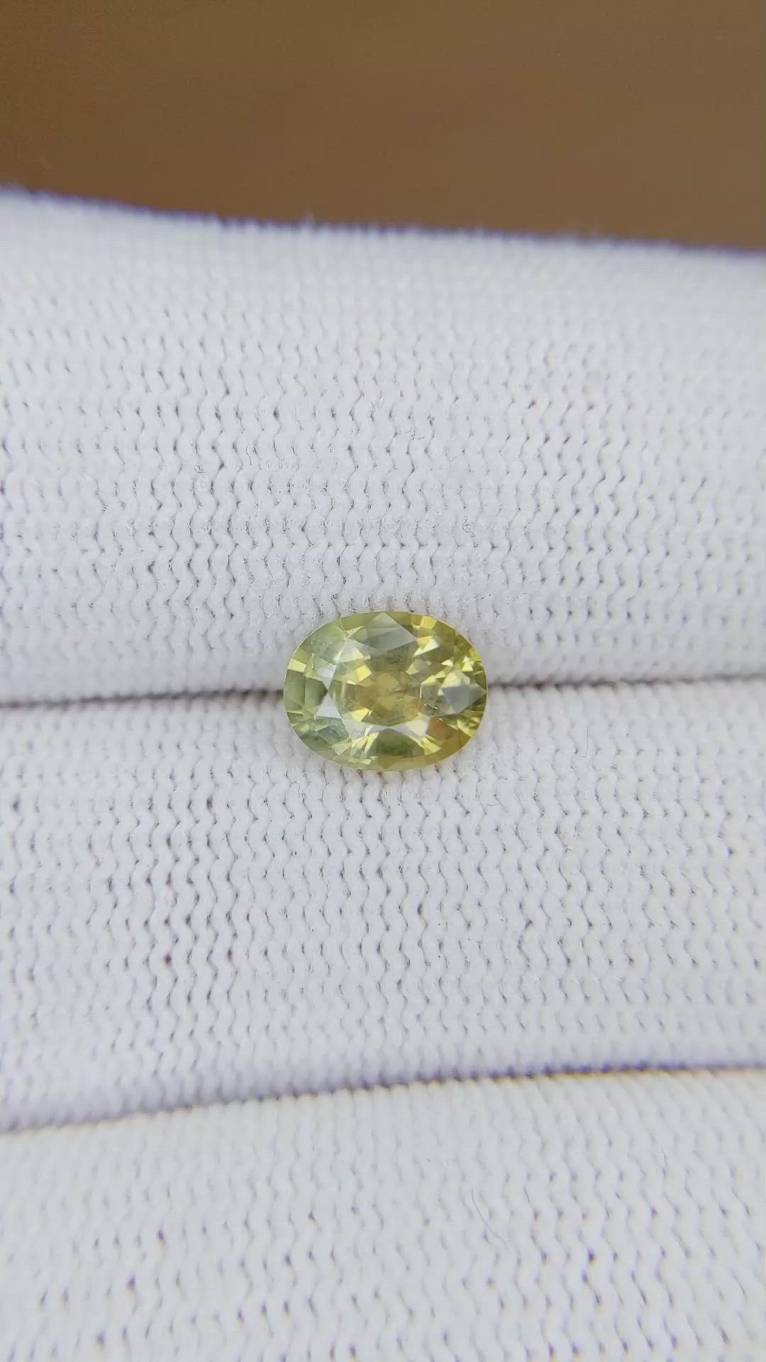 1.53 Ct. Greenish Yellow Sapphire from Montana Size Video