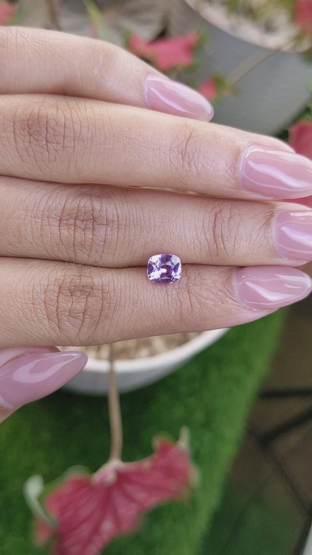 1.56 Ct. Pinkish Purple Sapphire from Ceylon (Sri Lanka) Size Video