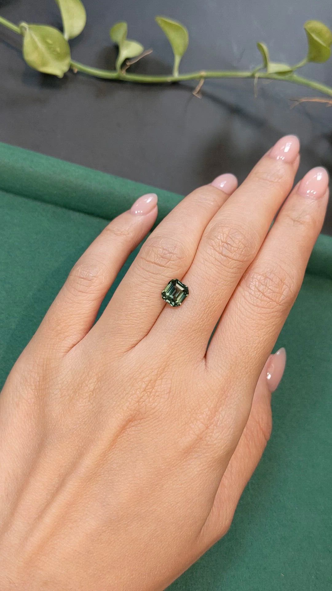 2.05 Ct. Bluish Green Sapphire from Madagascar Size Video