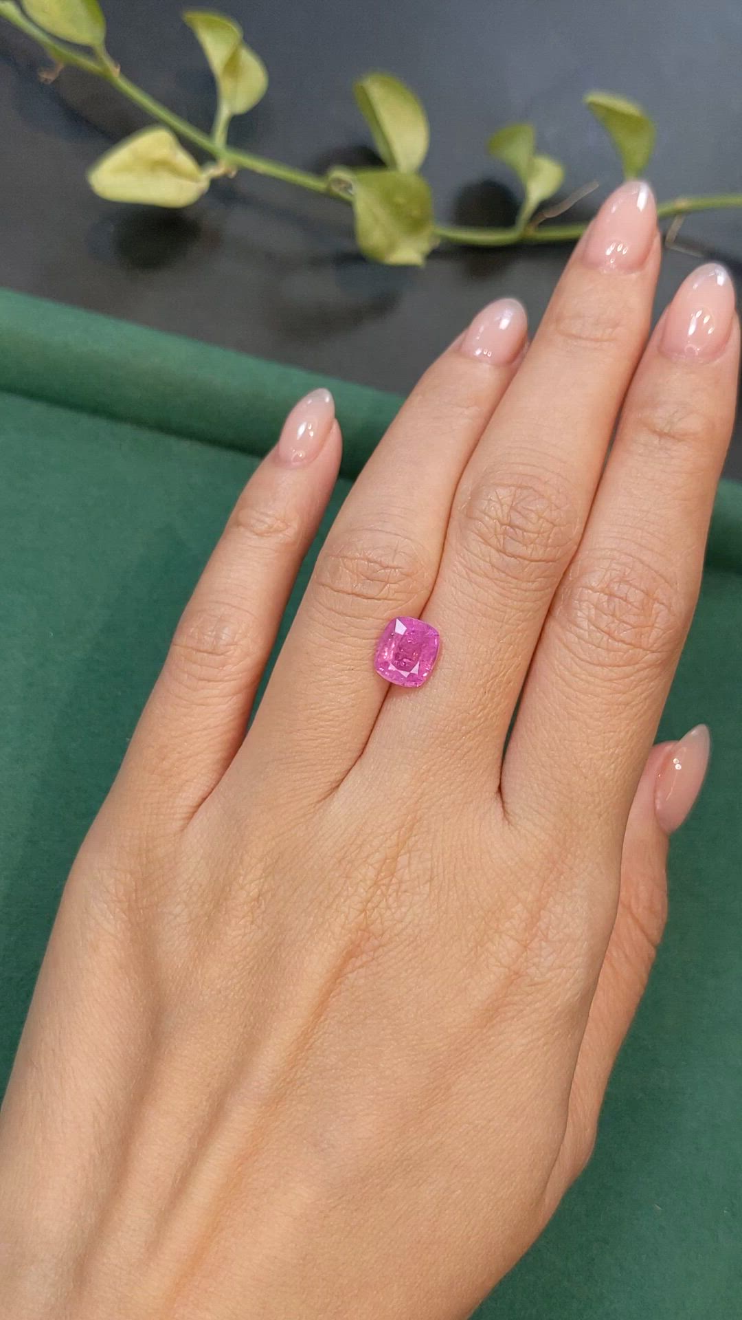 2.88 Ct. Pink Sapphire from Kashmir Size Video