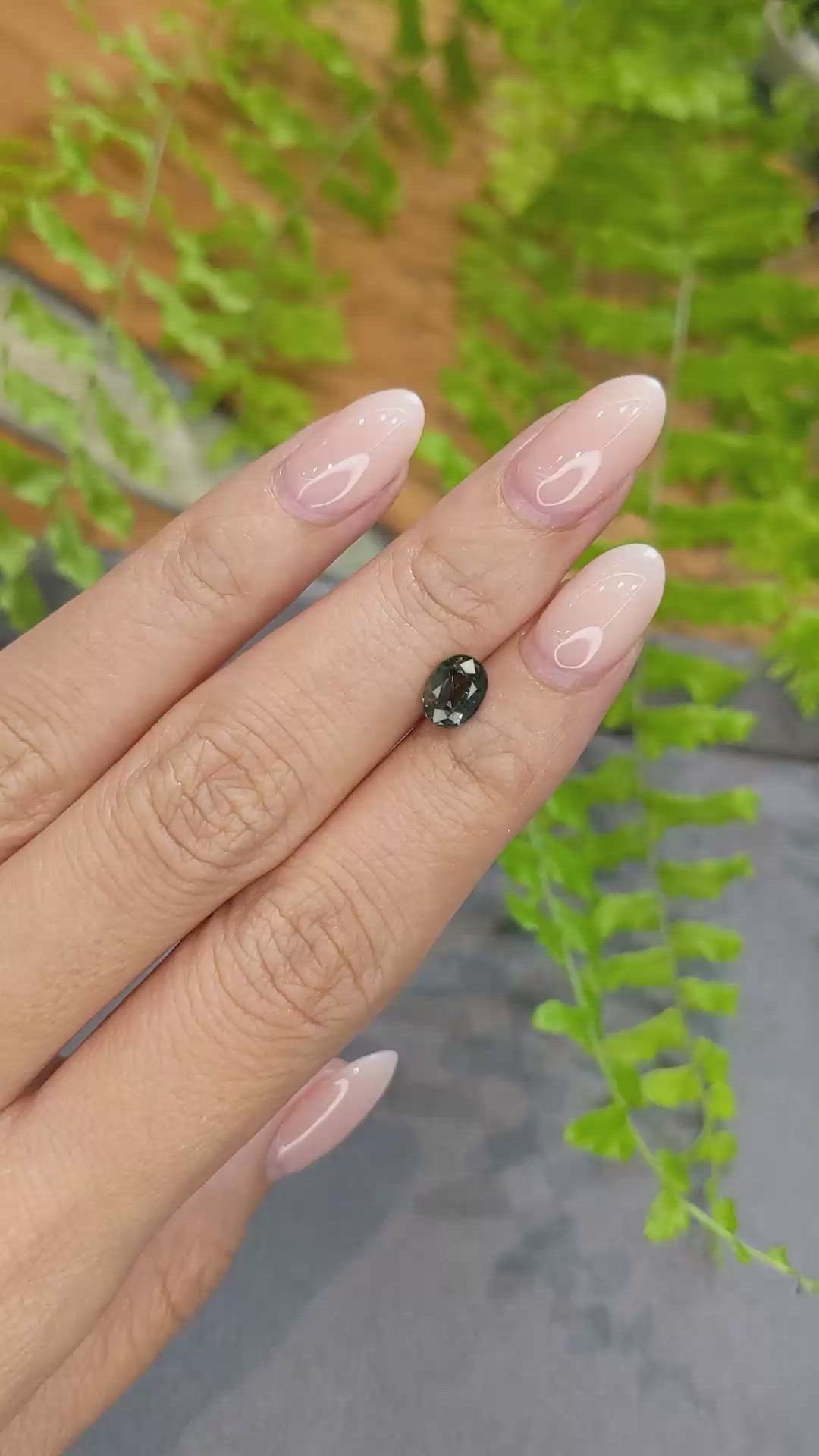 1.24 Ct. Bluish Green Sapphire from Madagascar Size Video