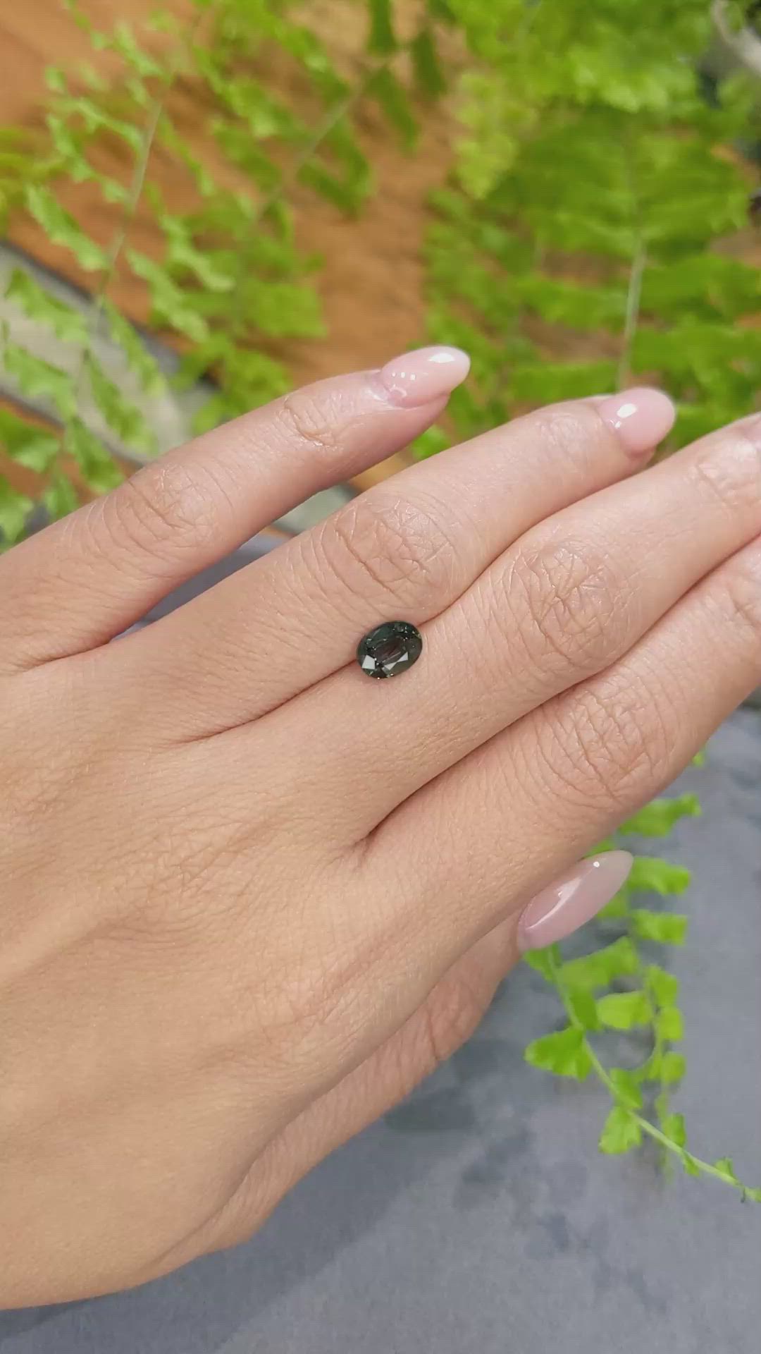1.24 Ct. Bluish Green Sapphire from Madagascar Size Video