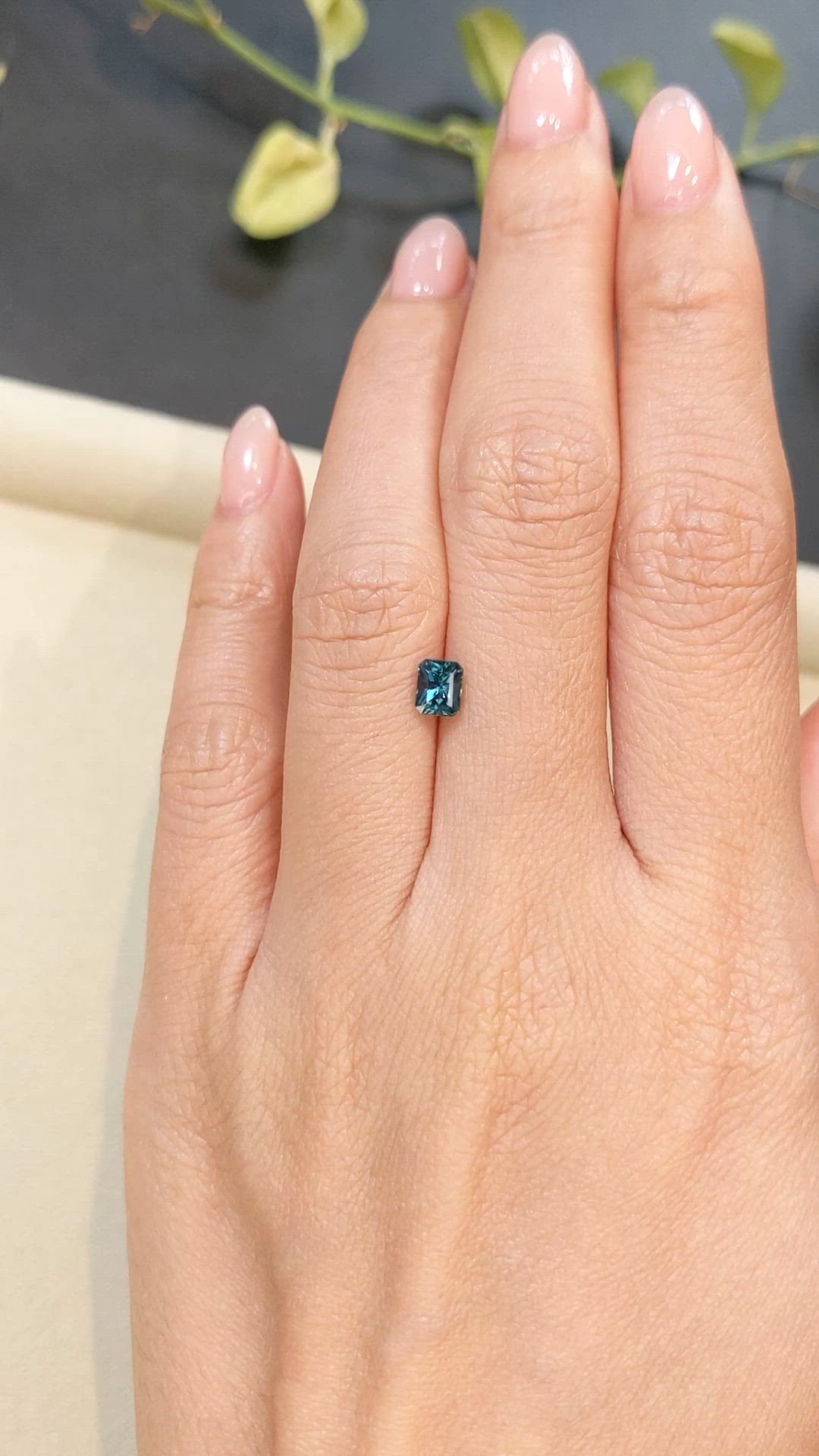 0.78 Ct. Greenish Blue Sapphire from Madagascar Size Video