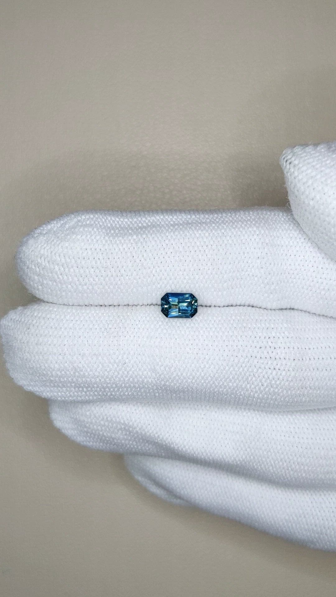 0.79 Ct. Greenish Blue Sapphire from Madagascar Size Video