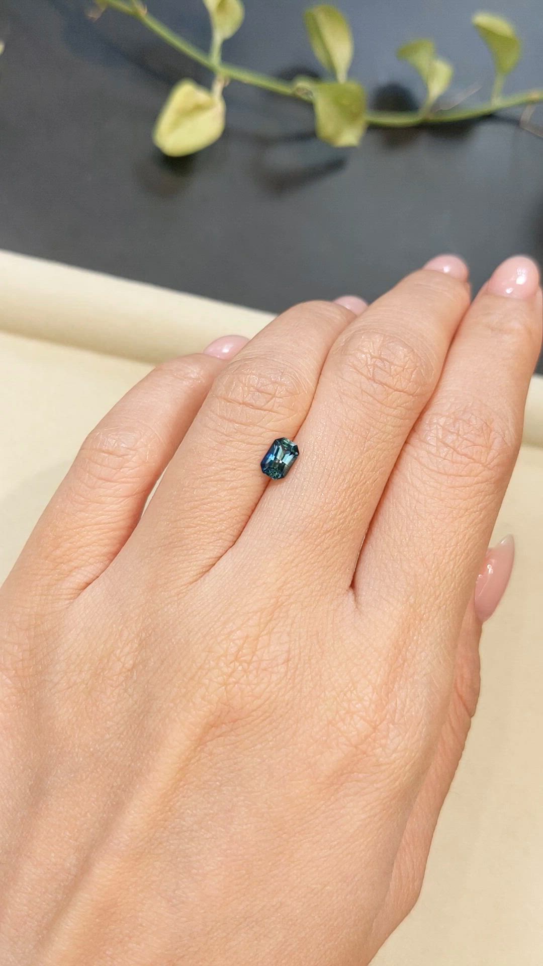 0.79 Ct. Greenish Blue Sapphire from Madagascar Size Video