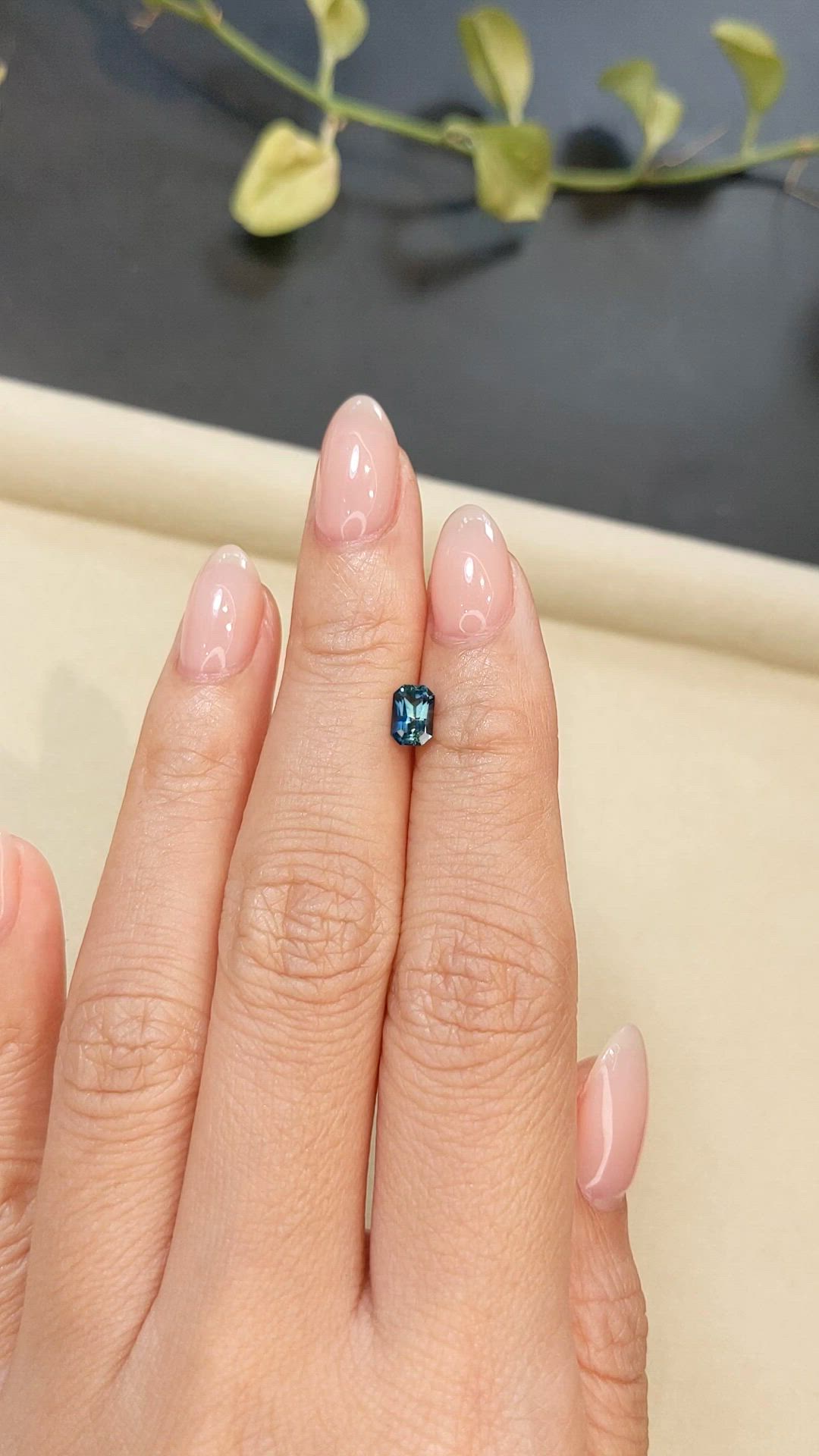 0.79 Ct. Greenish Blue Sapphire from Madagascar Size Video