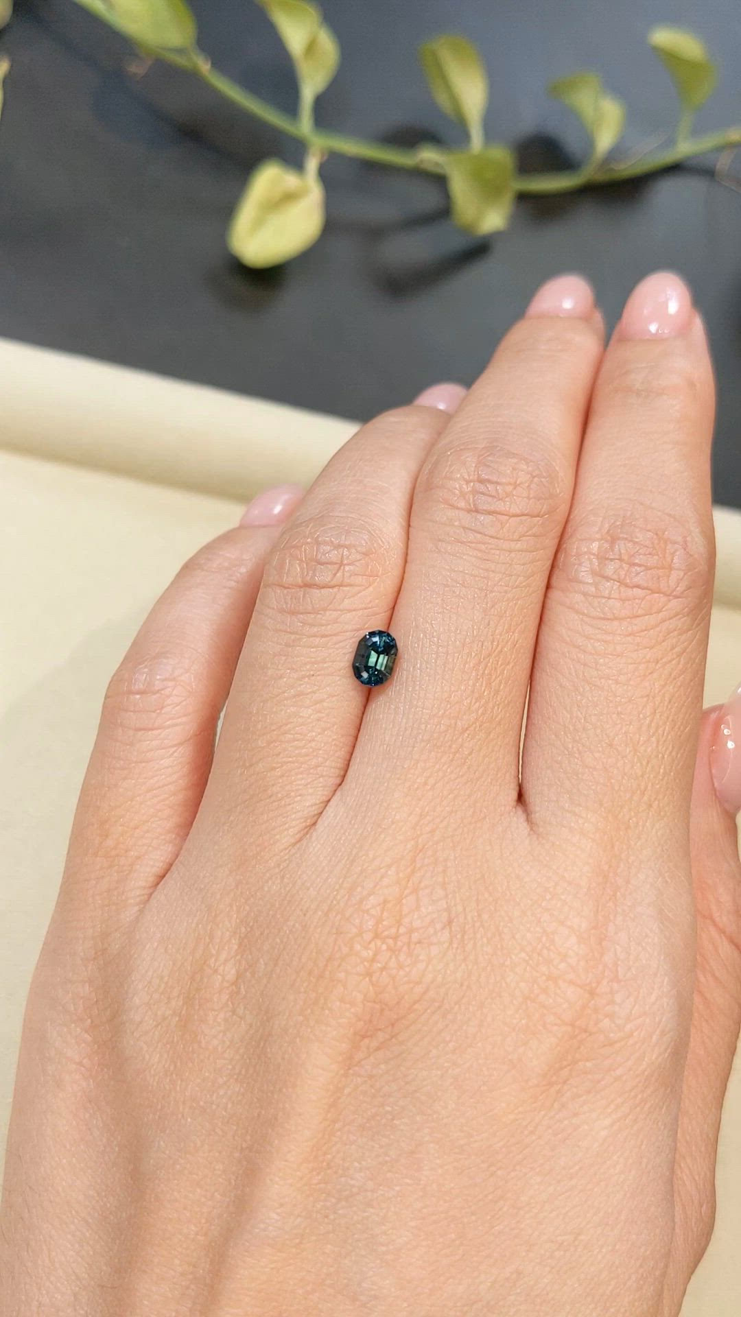 0.90 Ct. Greenish Blue Sapphire from Madagascar Size Video