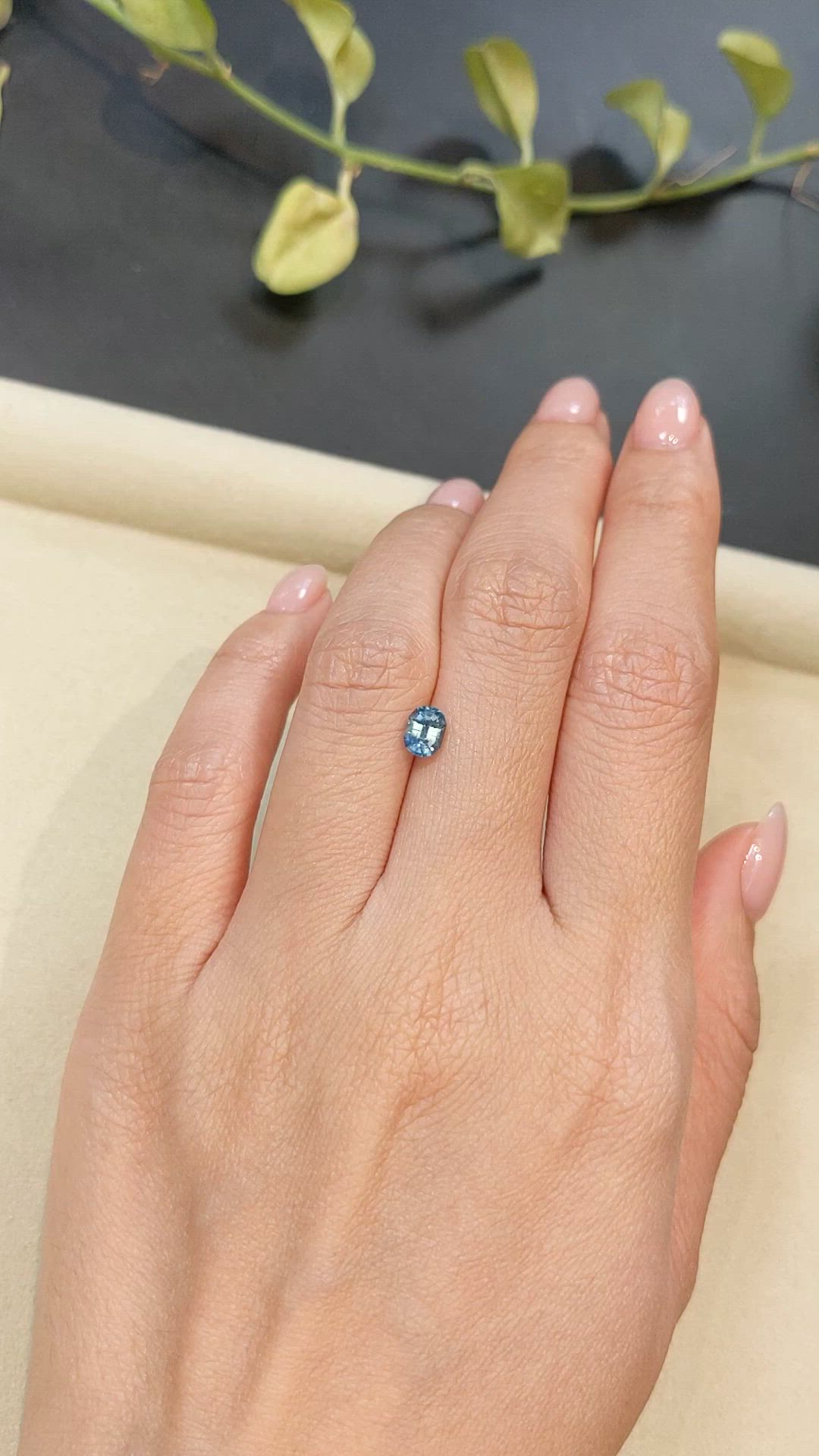 0.78 Ct. Greenish Blue Sapphire from Madagascar Size Video