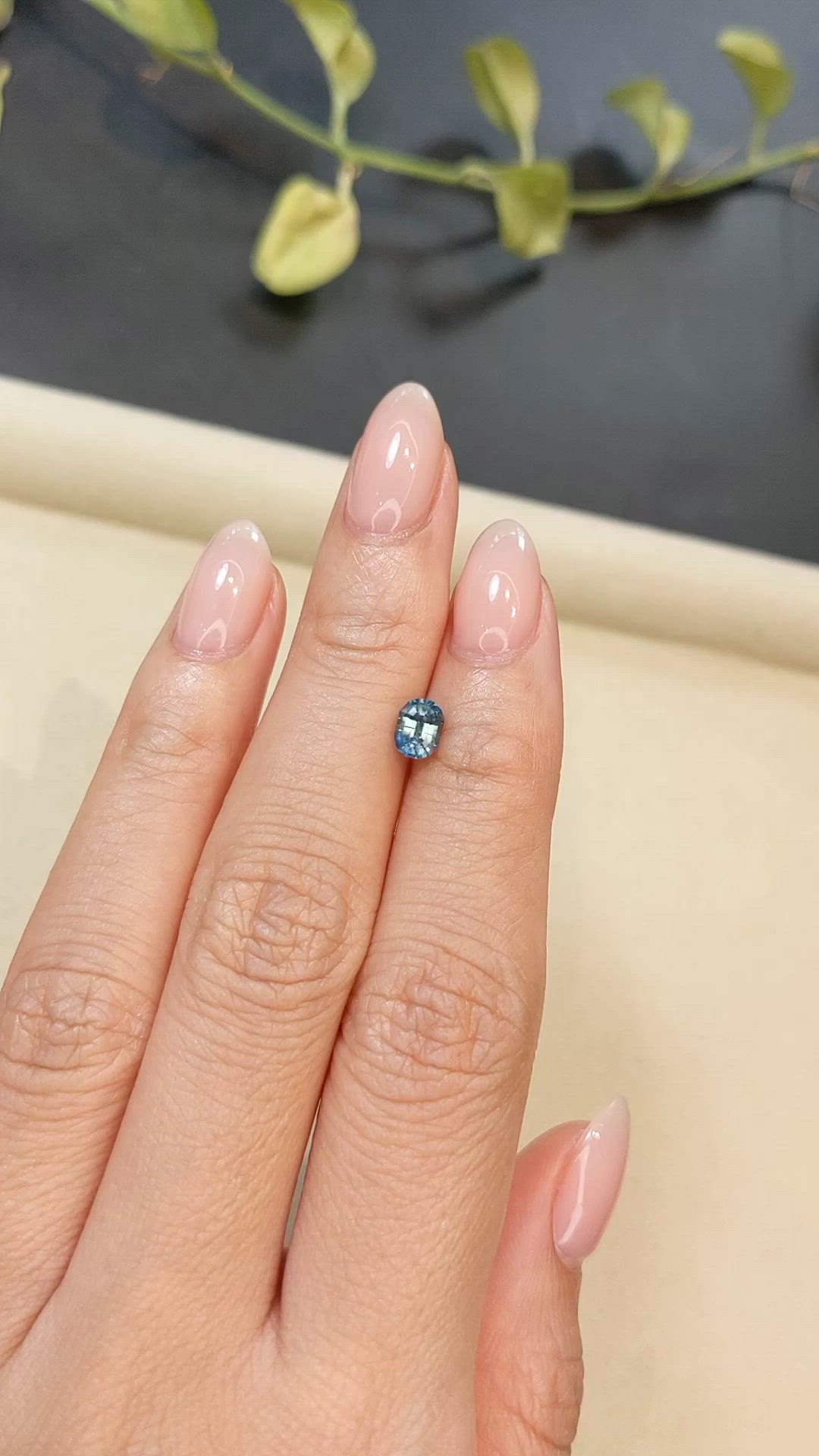 0.78 Ct. Greenish Blue Sapphire from Madagascar Size Video