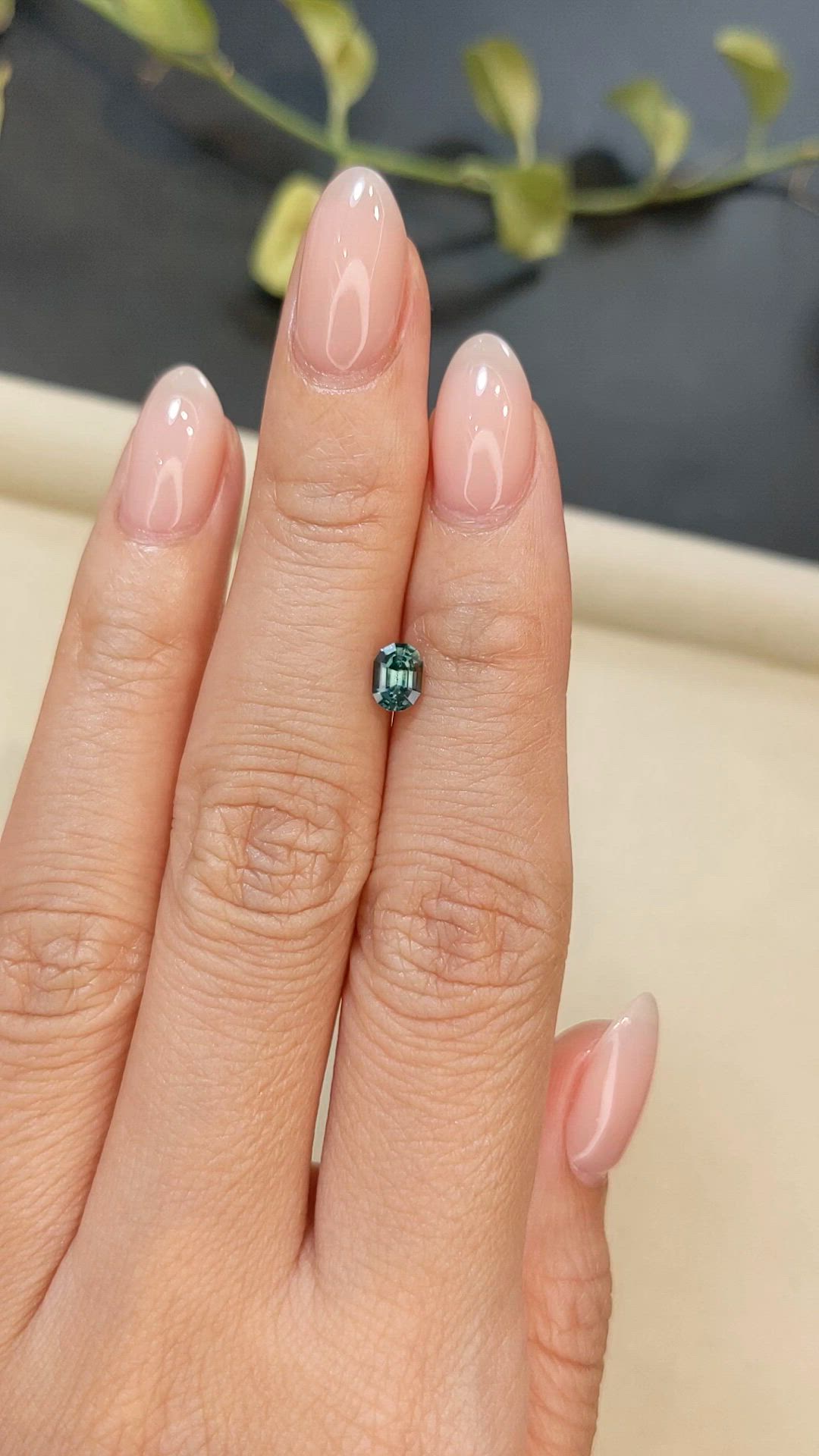 0.78 Ct. Bluish Green Sapphire from Madagascar Size Video