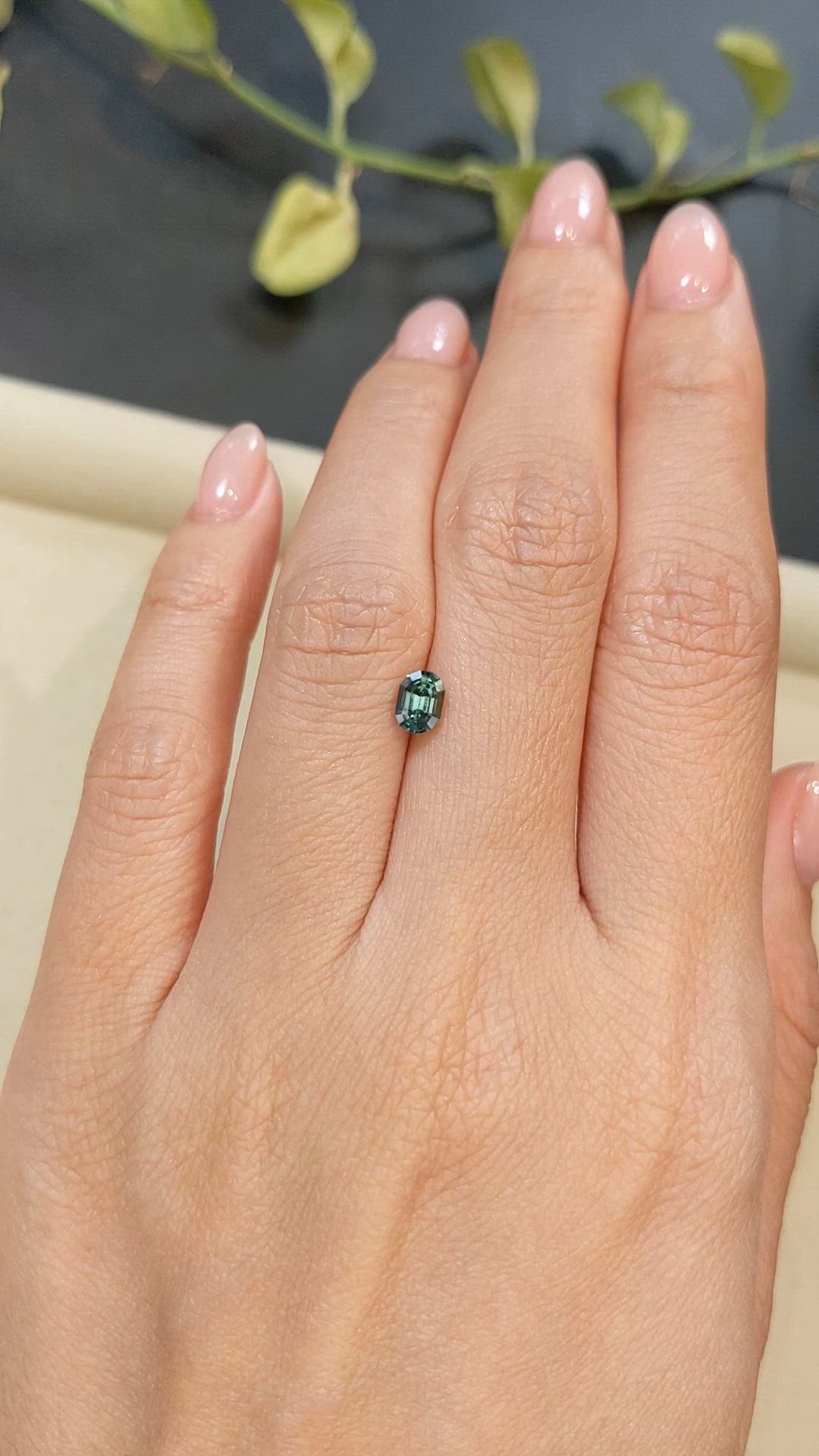 0.78 Ct. Bluish Green Sapphire from Madagascar Size Video