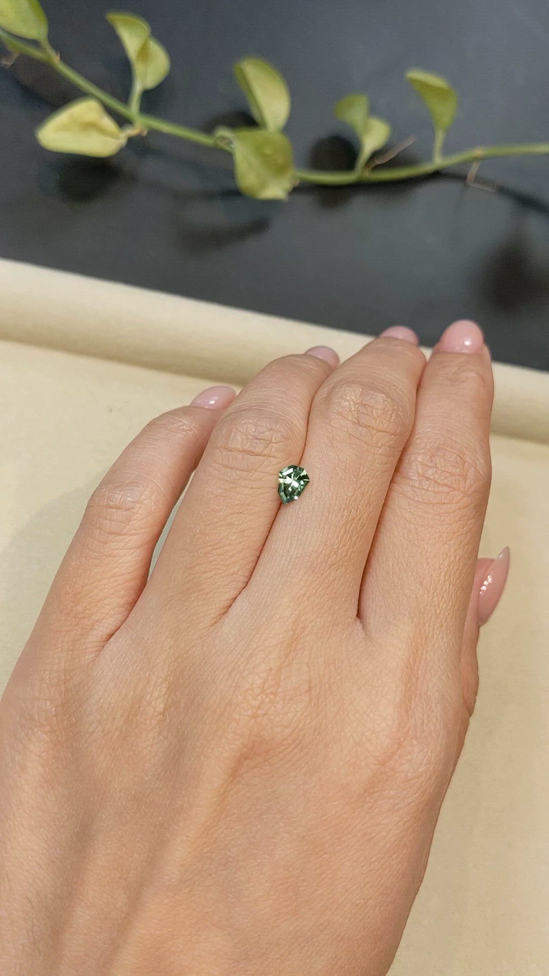 0.56 Ct. Green Sapphire from Madagascar Size Video