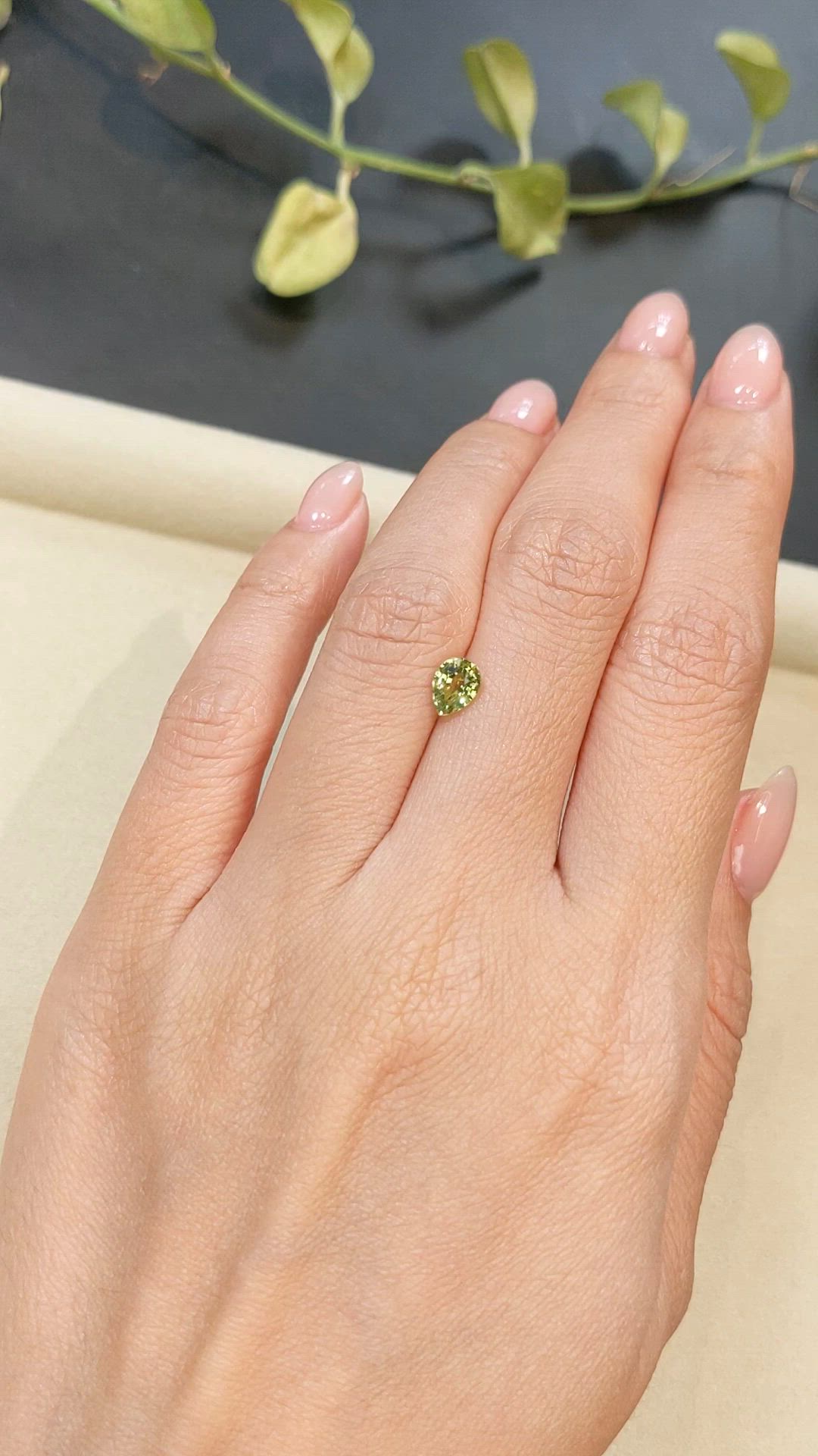 0.99 Ct. Greenish Yellow Sapphire from Madagascar Size Video