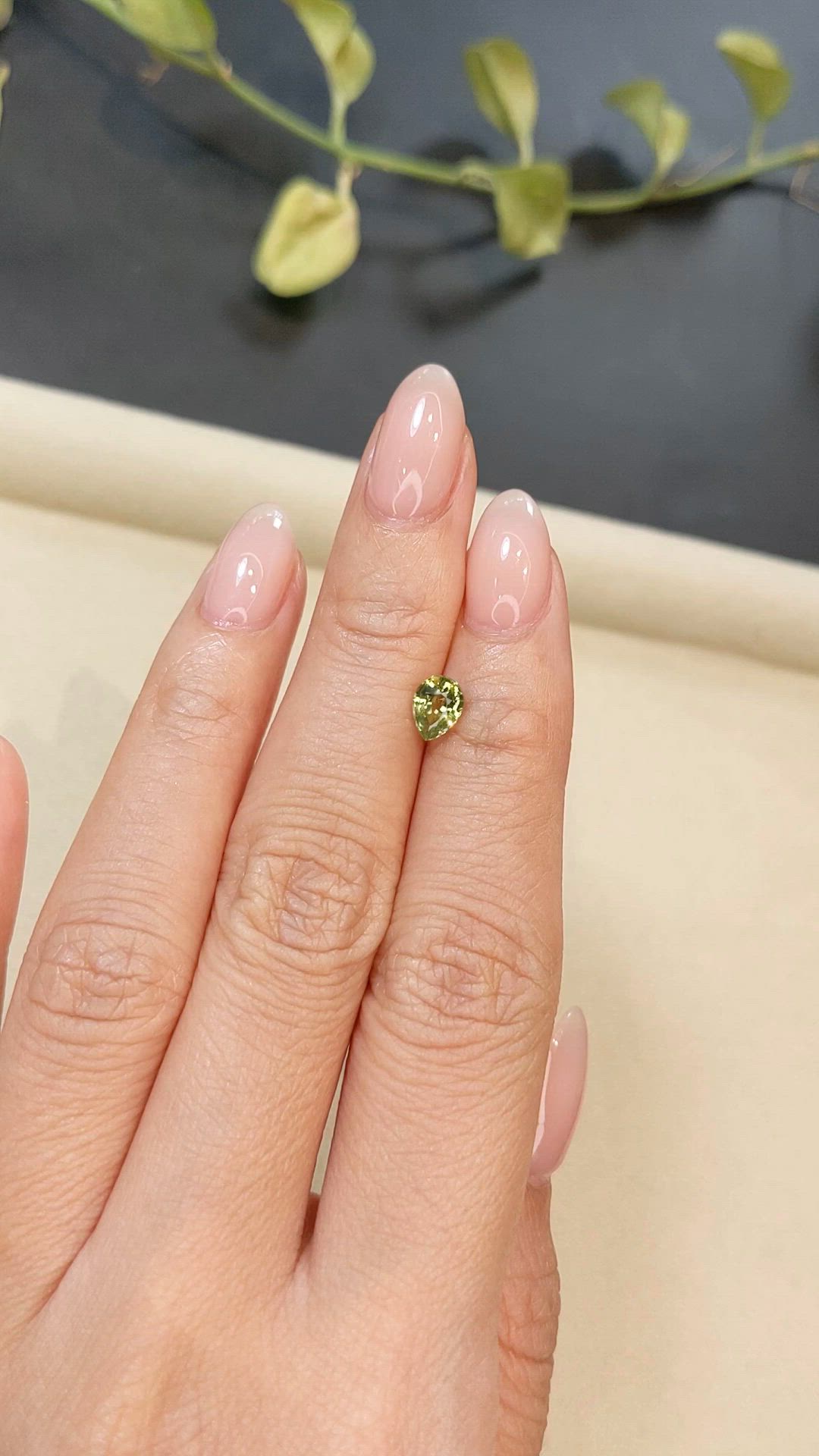 0.99 Ct. Greenish Yellow Sapphire from Madagascar Size Video