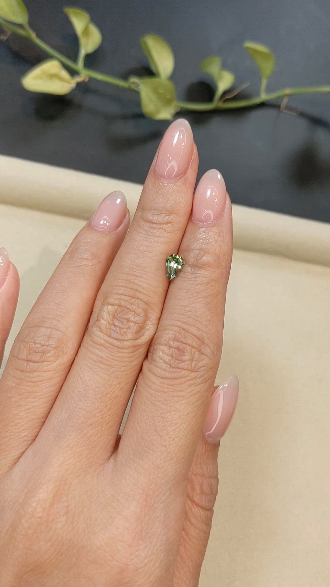 0.69 Ct. Yellowish Green Sapphire from Madagascar Size Video