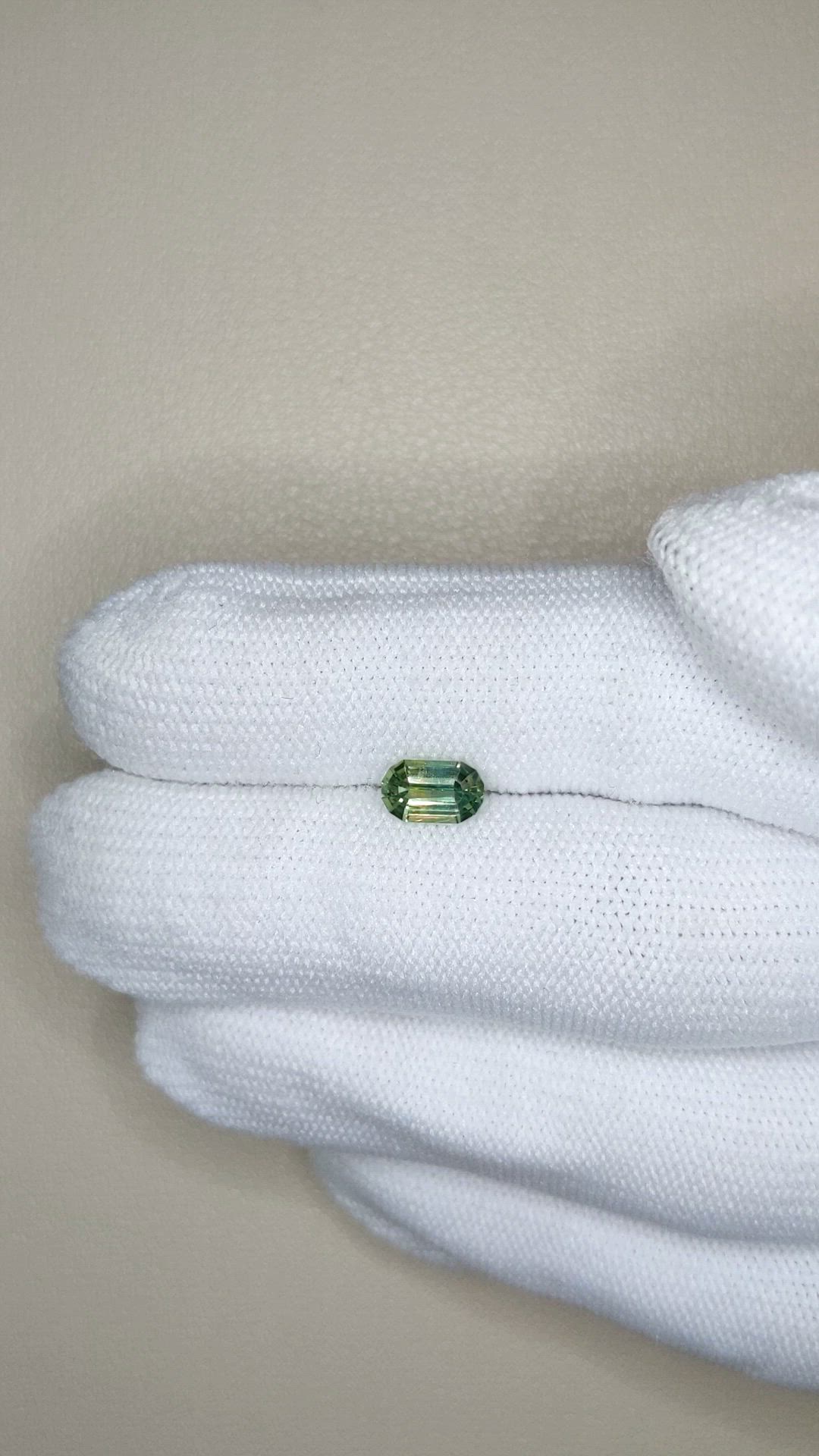 0.99 Ct. Yellowish Green Sapphire from Madagascar Size Video