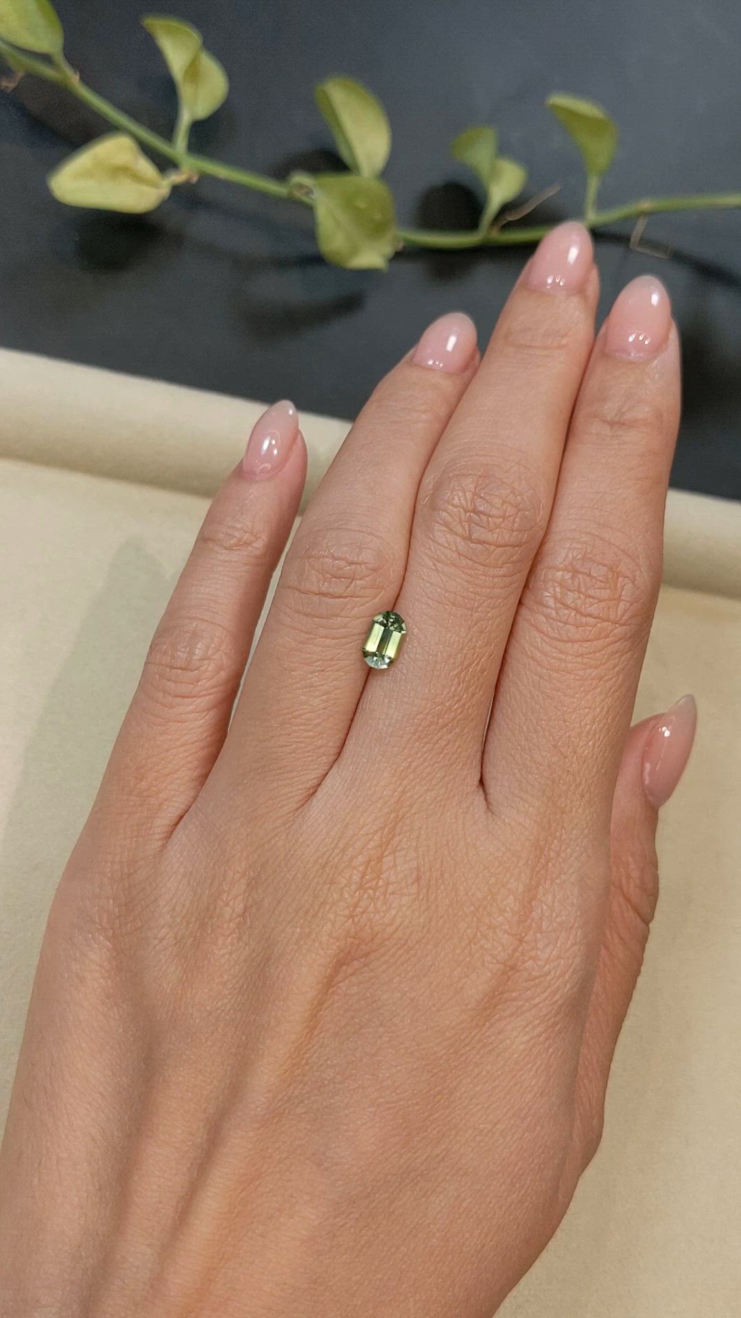 0.99 Ct. Yellowish Green Sapphire from Madagascar Size Video