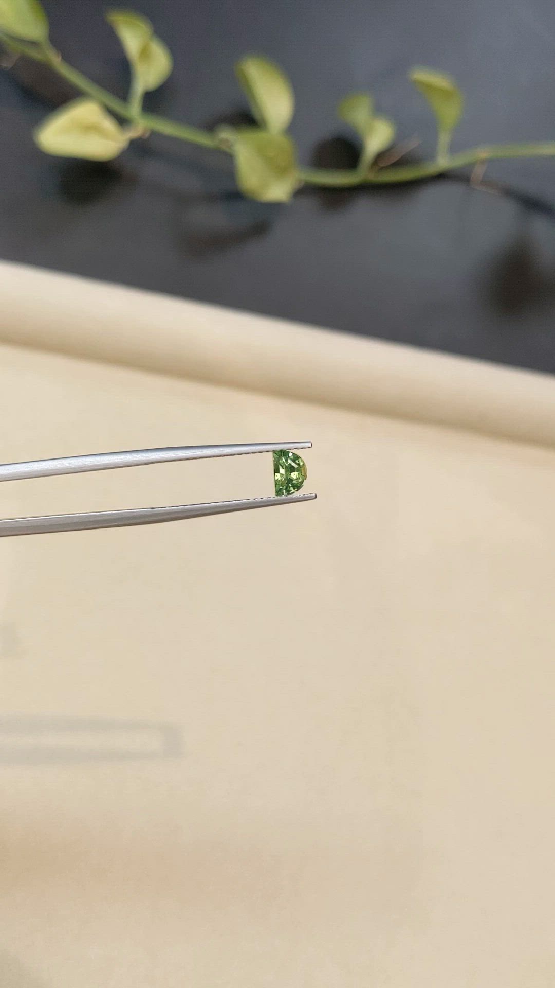 0.74 Ct. Yellowish Green Sapphire from Madagascar Size Video