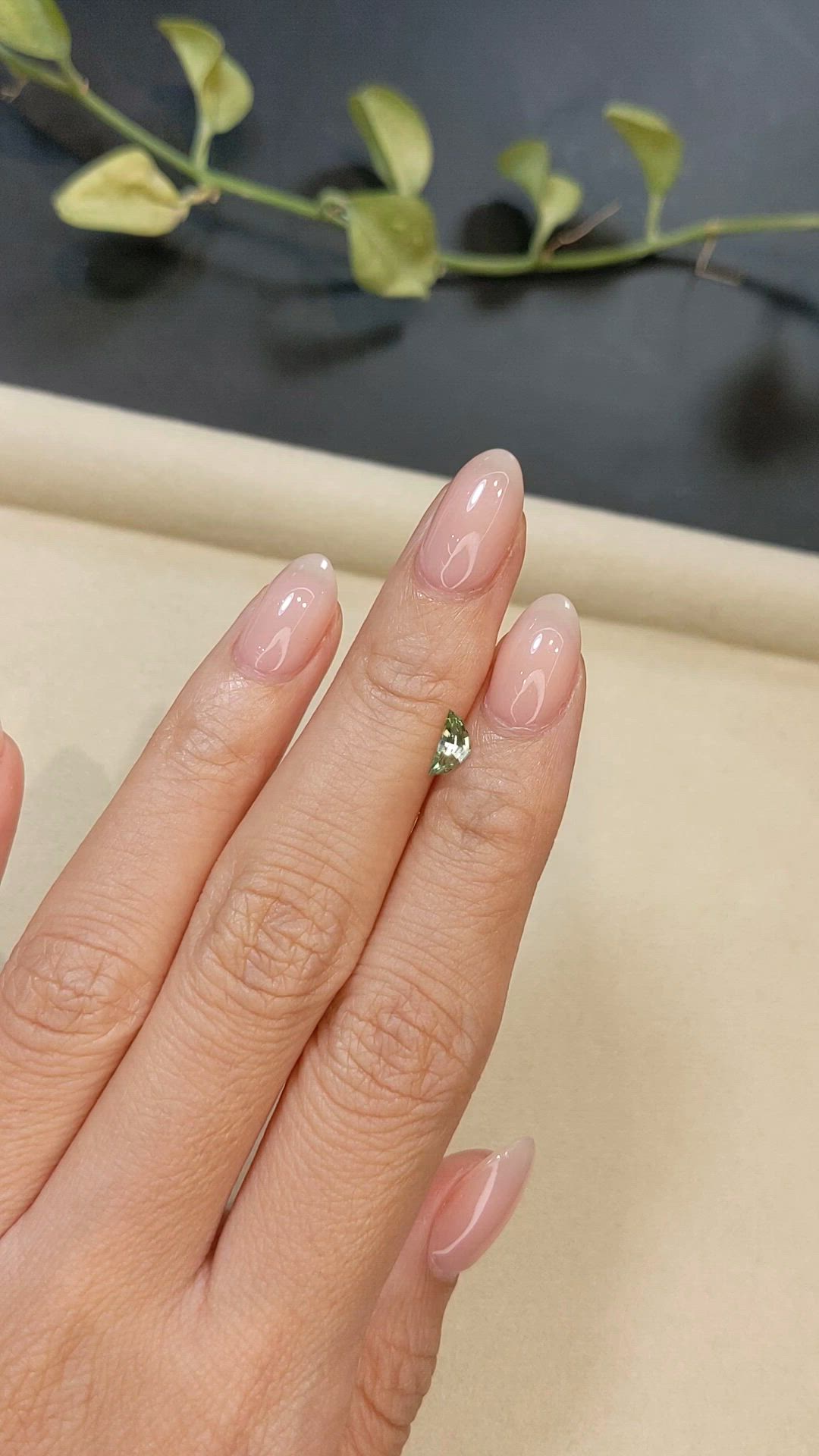 0.47 Ct. Yellowish Green Sapphire from Madagascar Size Video