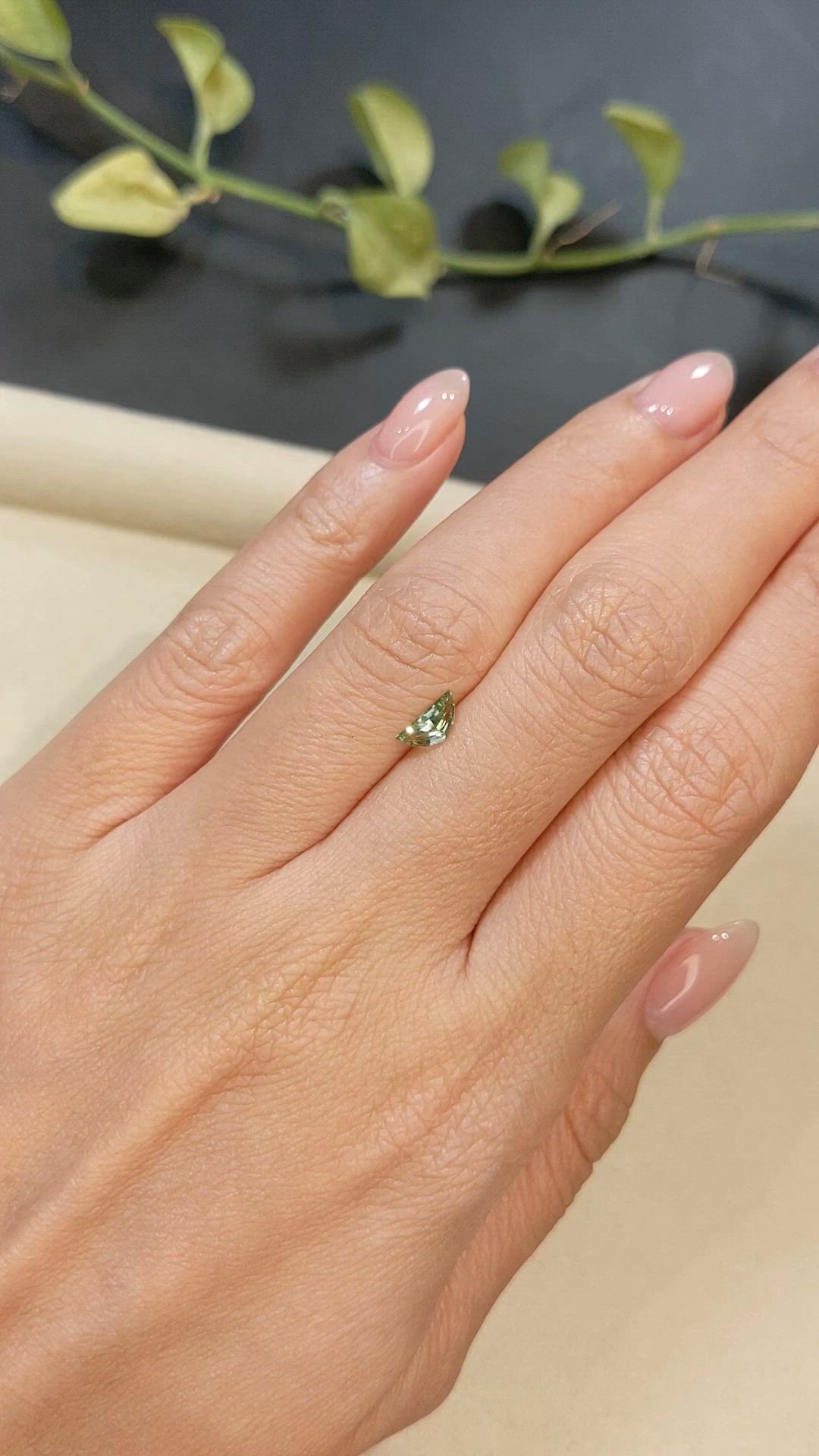 0.47 Ct. Yellowish Green Sapphire from Madagascar Size Video