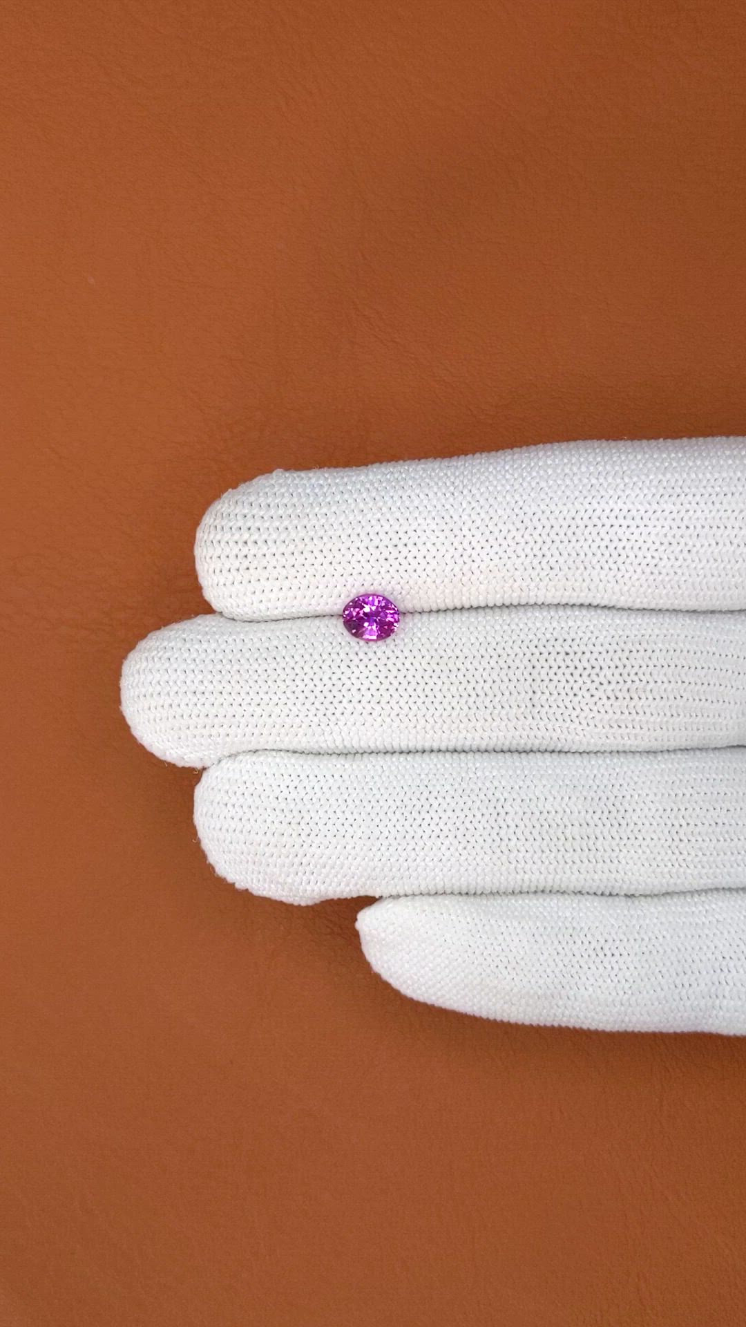 0.96 Ct. Purplish Pink Sapphire from Ceylon (Sri Lanka) Size Video