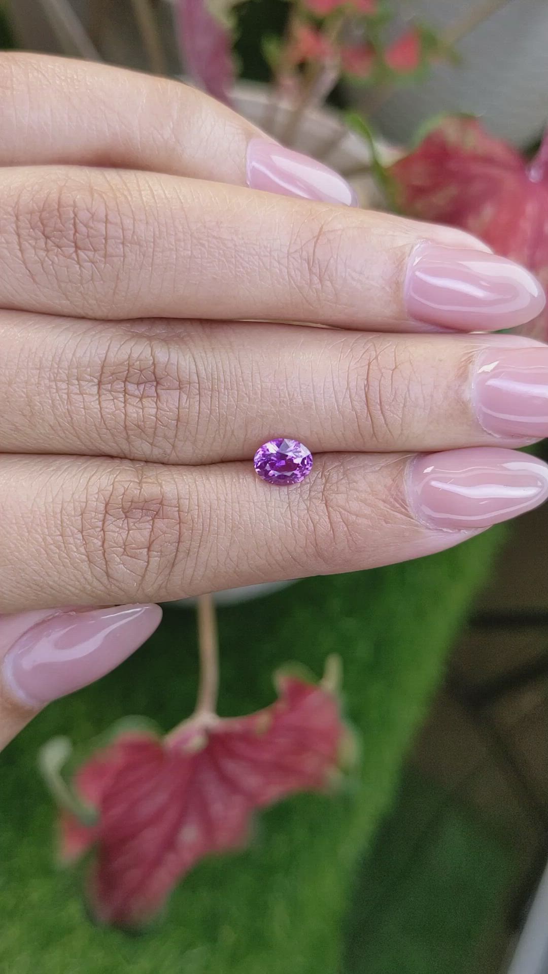0.96 Ct. Purplish Pink Sapphire from Ceylon (Sri Lanka) Size Video