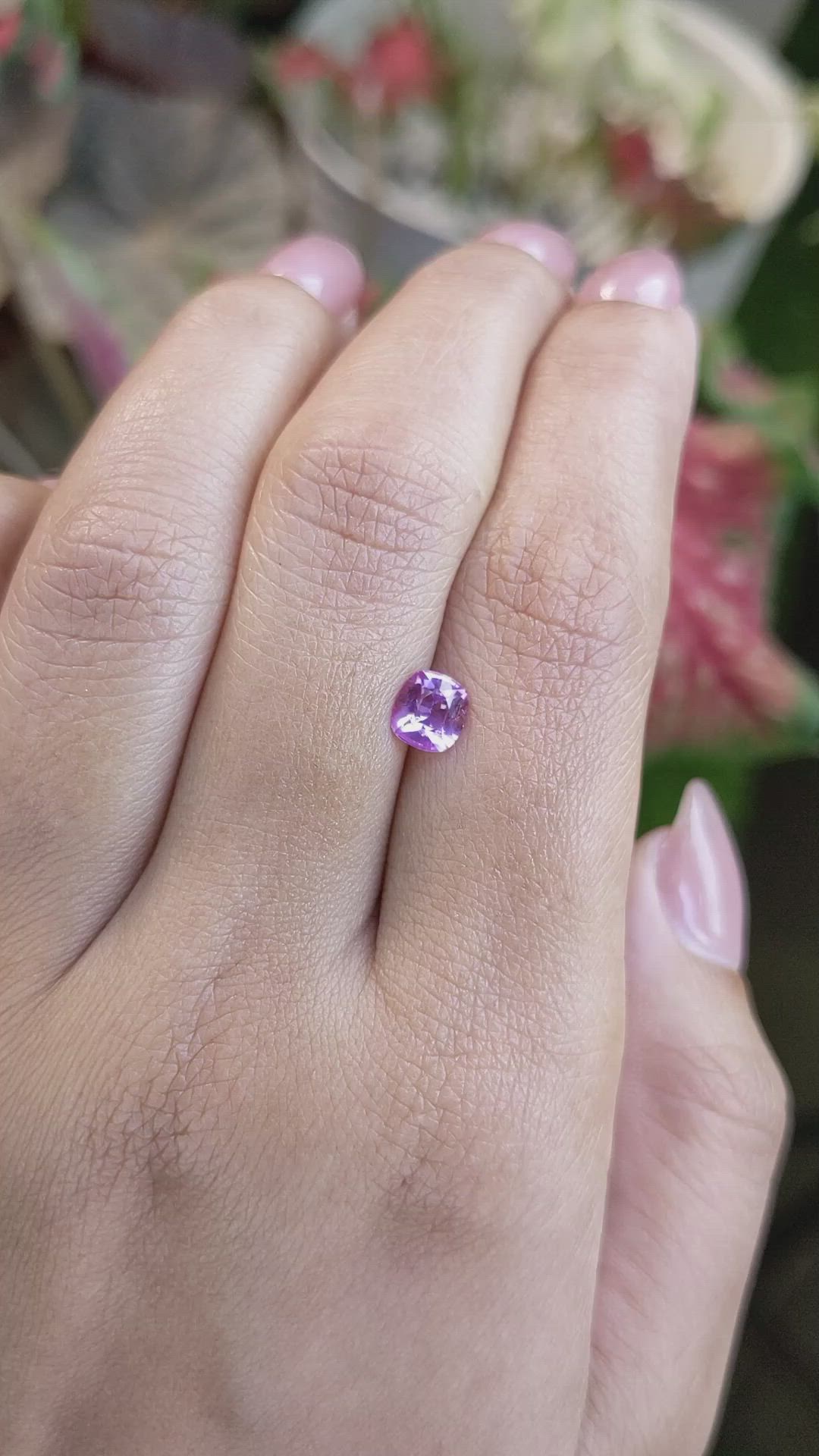 0.83 Ct. Purplish Pink Sapphire from Ceylon (Sri Lanka) Size Video