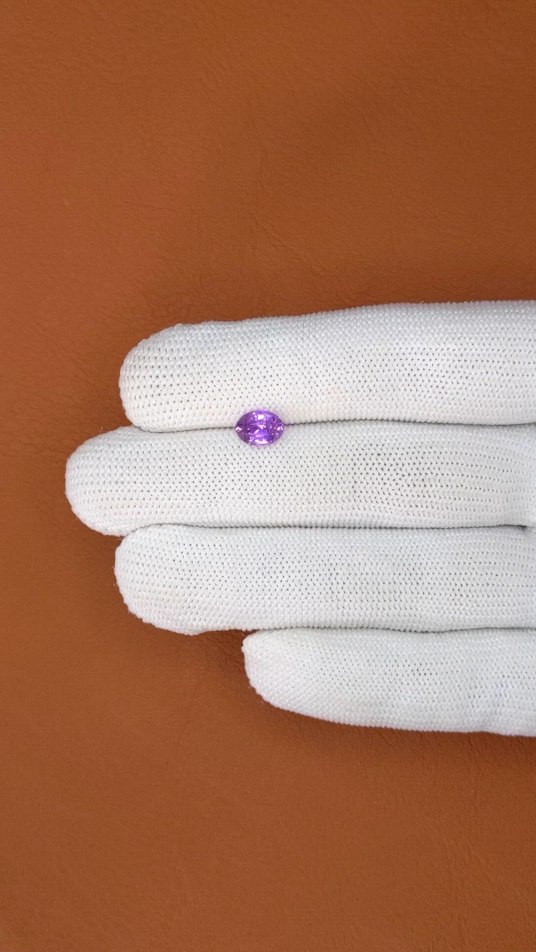 1.27 Ct. Pinkish Purple Sapphire from Ceylon (Sri Lanka) Size Video