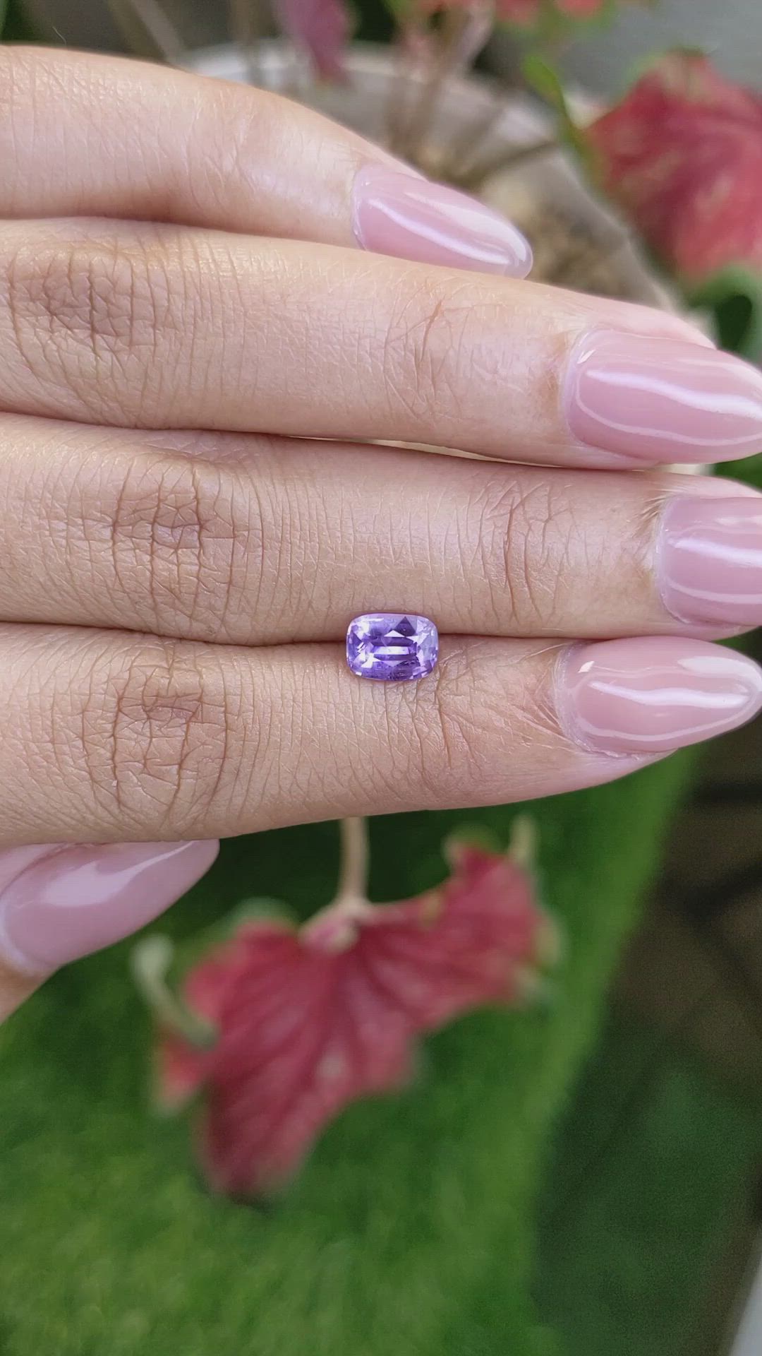 1.19 Ct. Pinkish Purple Sapphire from Ceylon (Sri Lanka) Size Video