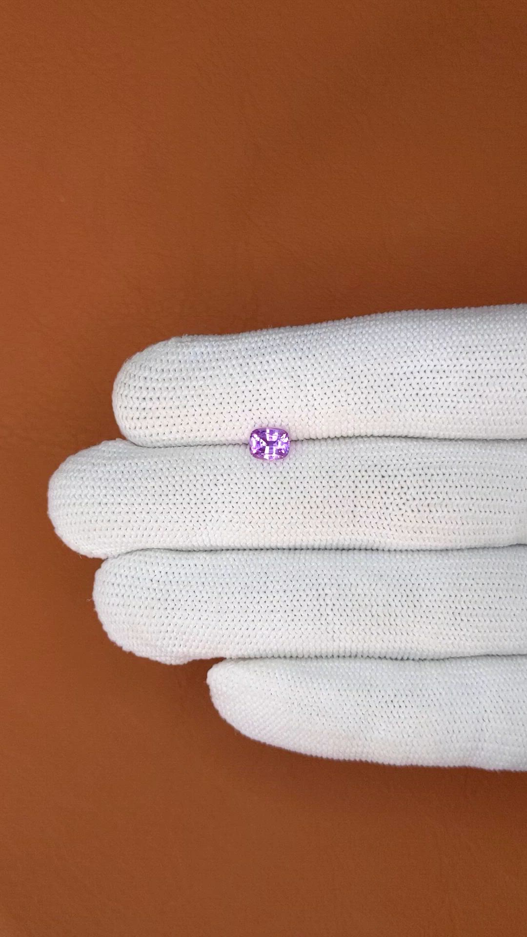 0.80 Ct. Pinkish Purple Sapphire from Ceylon (Sri Lanka) Size Video