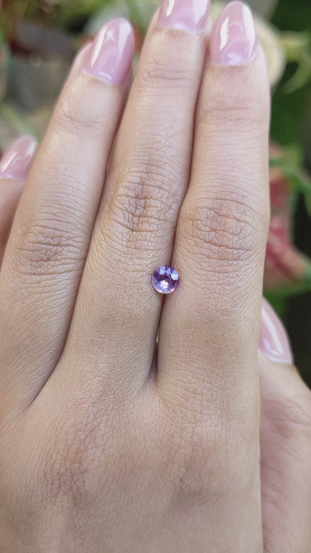 0.46 Ct. Pinkish Purple Sapphire from Ceylon (Sri Lanka) Size Video