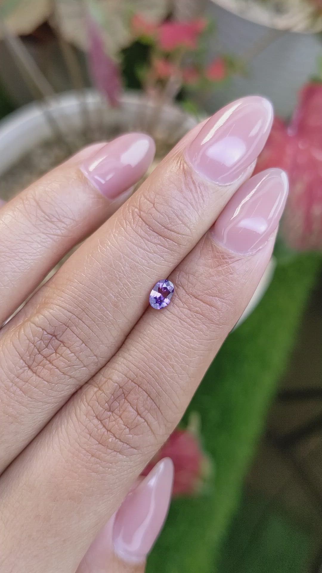 0.38 Ct. Pinkish Purple Sapphire from Ceylon (Sri Lanka) Size Video