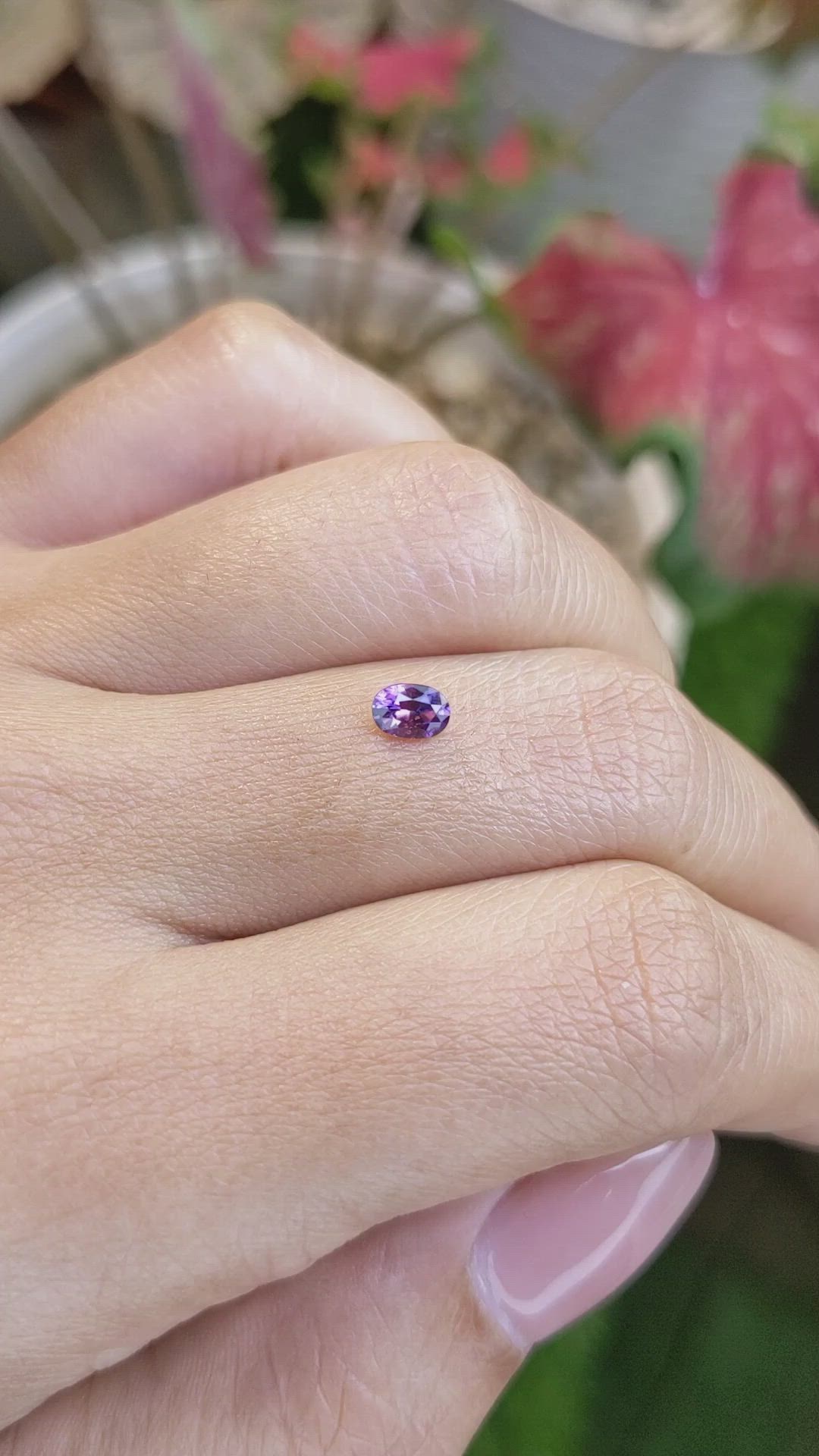 0.38 Ct. Pinkish Purple Sapphire from Ceylon (Sri Lanka) Size Video
