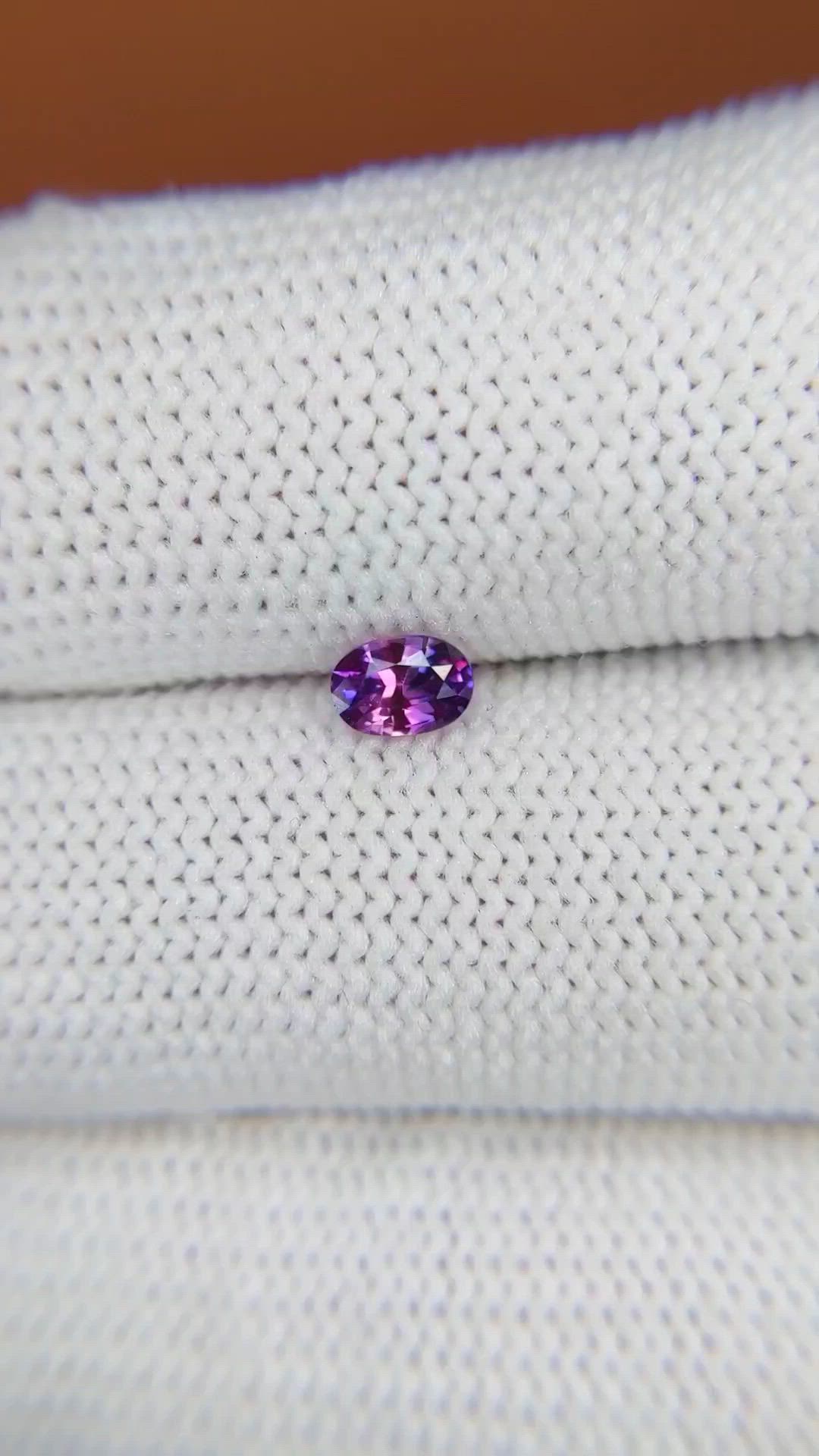 0.38 Ct. Pinkish Purple Sapphire from Ceylon (Sri Lanka) Size Video