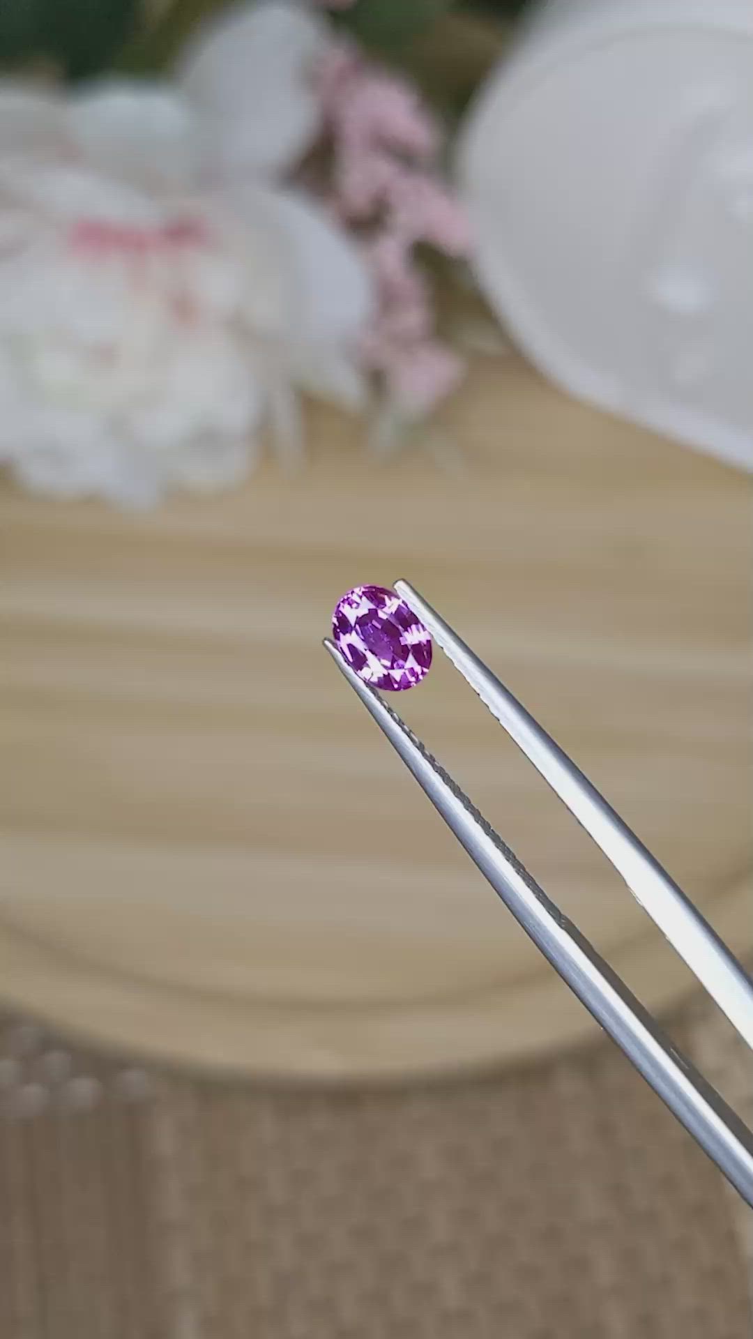 0.75 Ct. Purplish Pink Sapphire from Ceylon (Sri Lanka) Size Video
