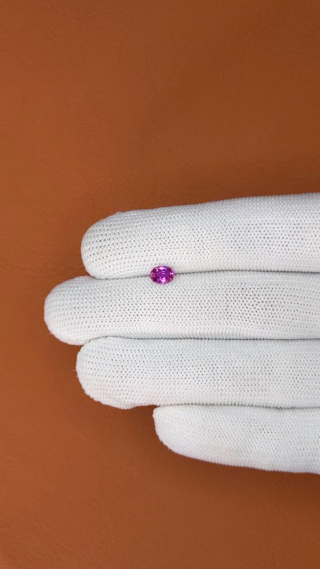 0.75 Ct. Purplish Pink Sapphire from Ceylon (Sri Lanka) Size Video