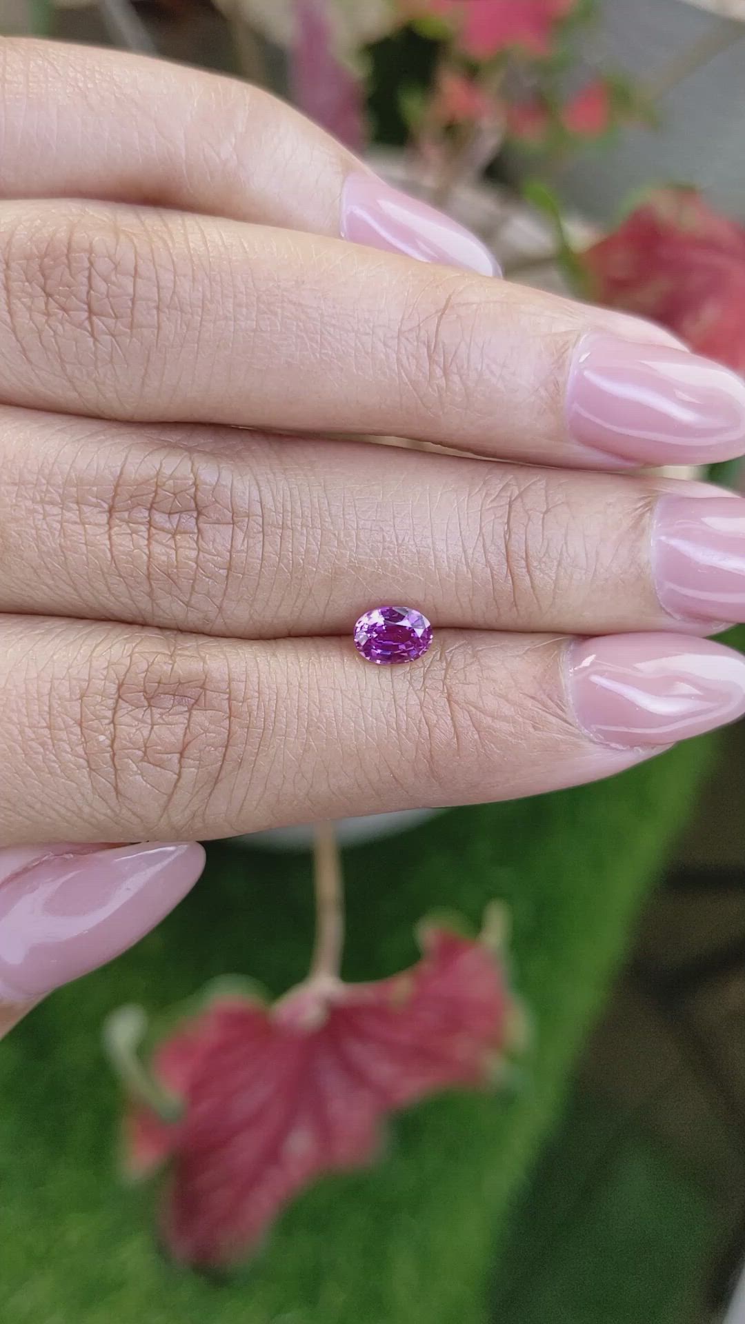 0.75 Ct. Purplish Pink Sapphire from Ceylon (Sri Lanka) Size Video