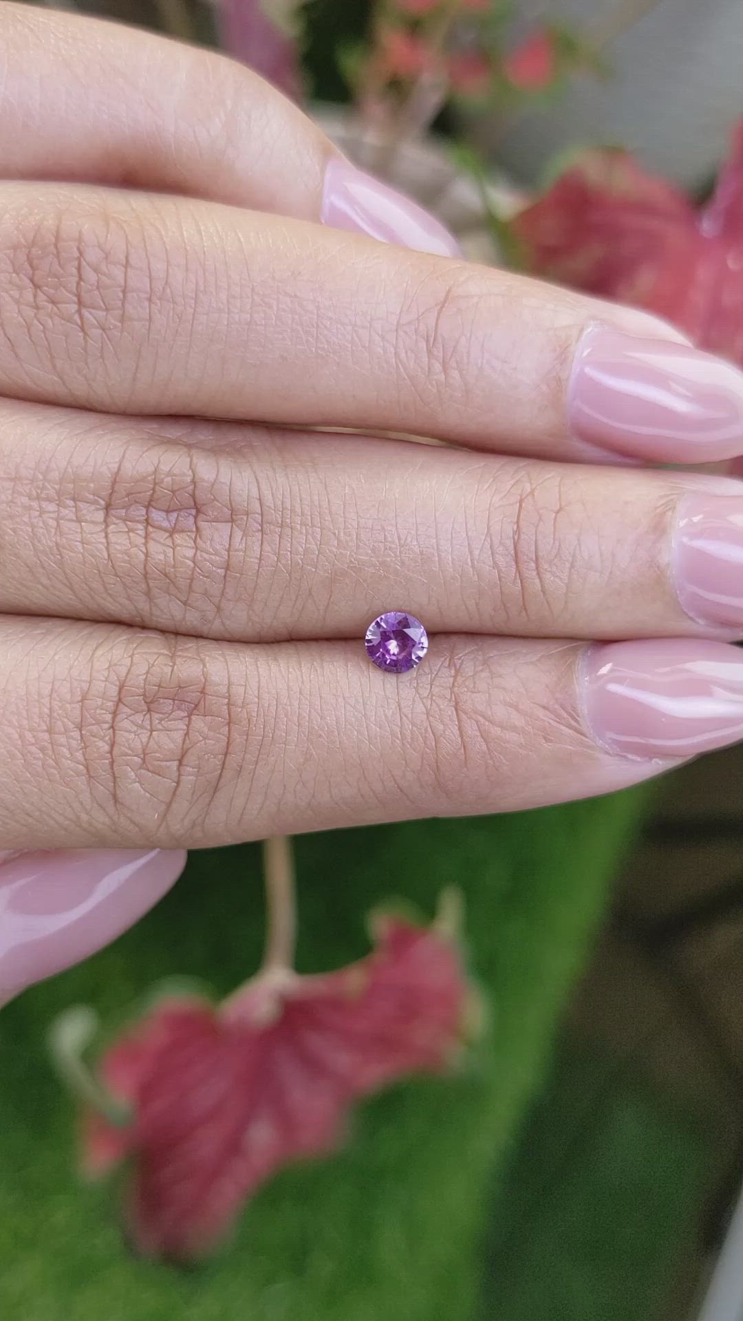 0.39 Ct. Pinkish Purple Sapphire from Ceylon (Sri Lanka) Size Video