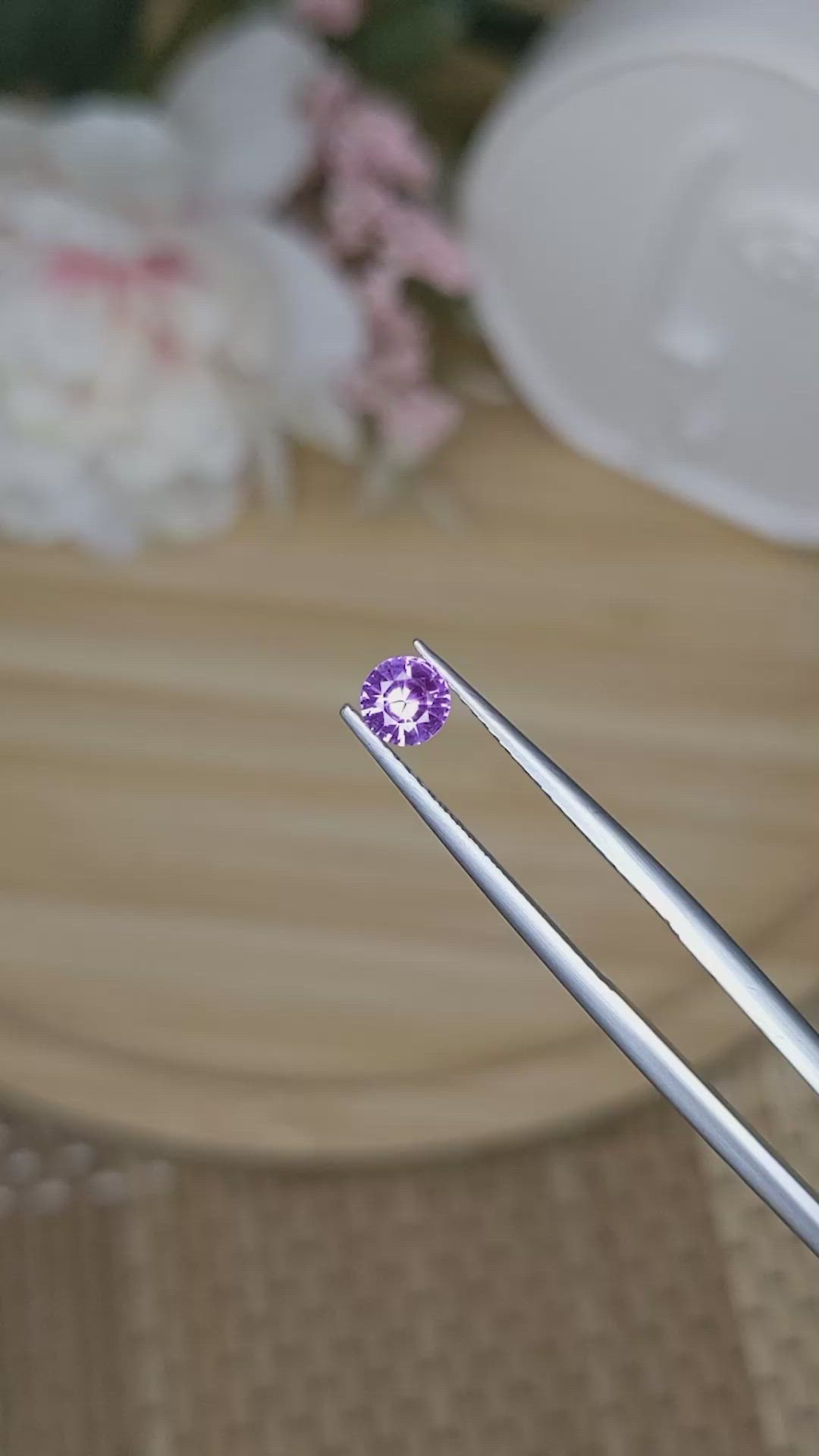 0.39 Ct. Pinkish Purple Sapphire from Ceylon (Sri Lanka) Size Video